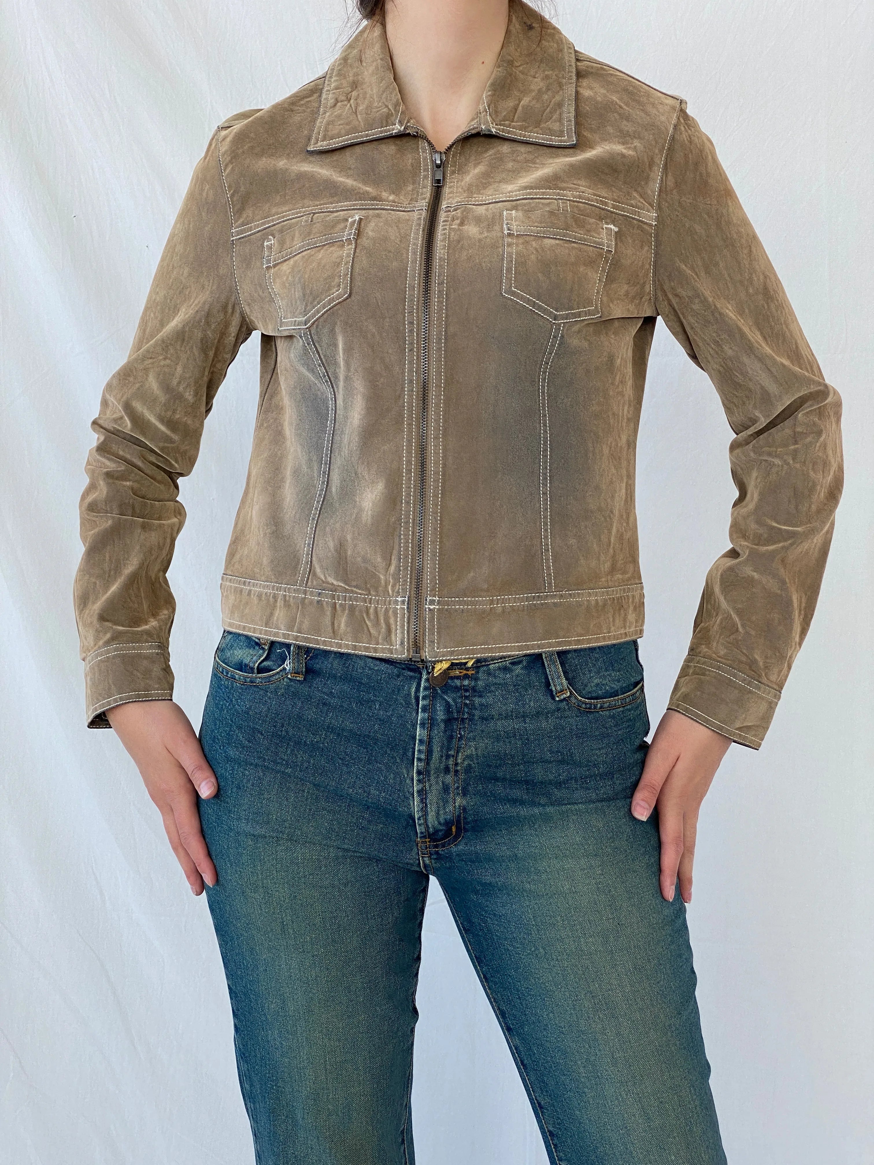 Y2K SO.. So Real So Right Distressed Denim Like Light Jacket - M - Balagan Vintage Jacket 00s, Ayah, Coats&Jackets, denim jacket, jacket