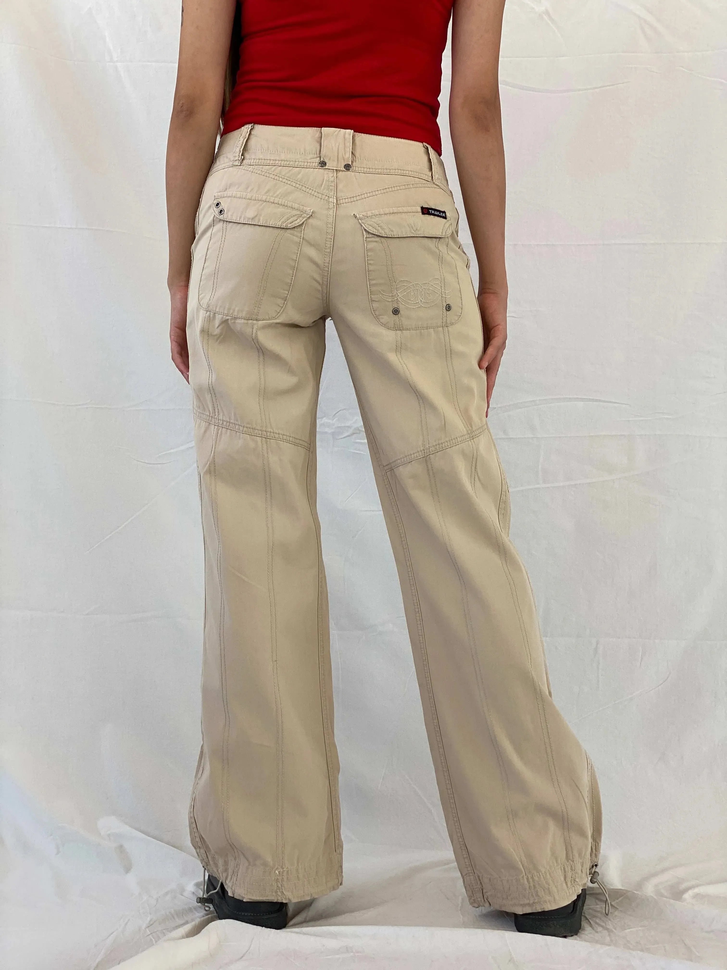 Y2K Trailer Jeans Beige Baggy Street Style Cargo Pants - Balagan Vintage Pants 00s, 90s, cargo, Mira, pants, women pants