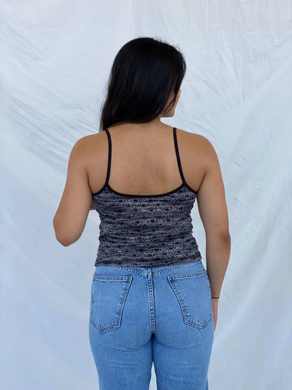 Y2K Vixin USA Gray and Black Cami Top - S - Balagan Vintage Sleeveless Top 00s, Cami, Lana, summer