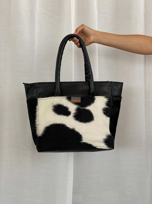 Y2K Woow Cow Pattern Plush Tote Bag - Balagan Vintage Shoulder Bag 90s, bag, shoulder bag, vintage bags