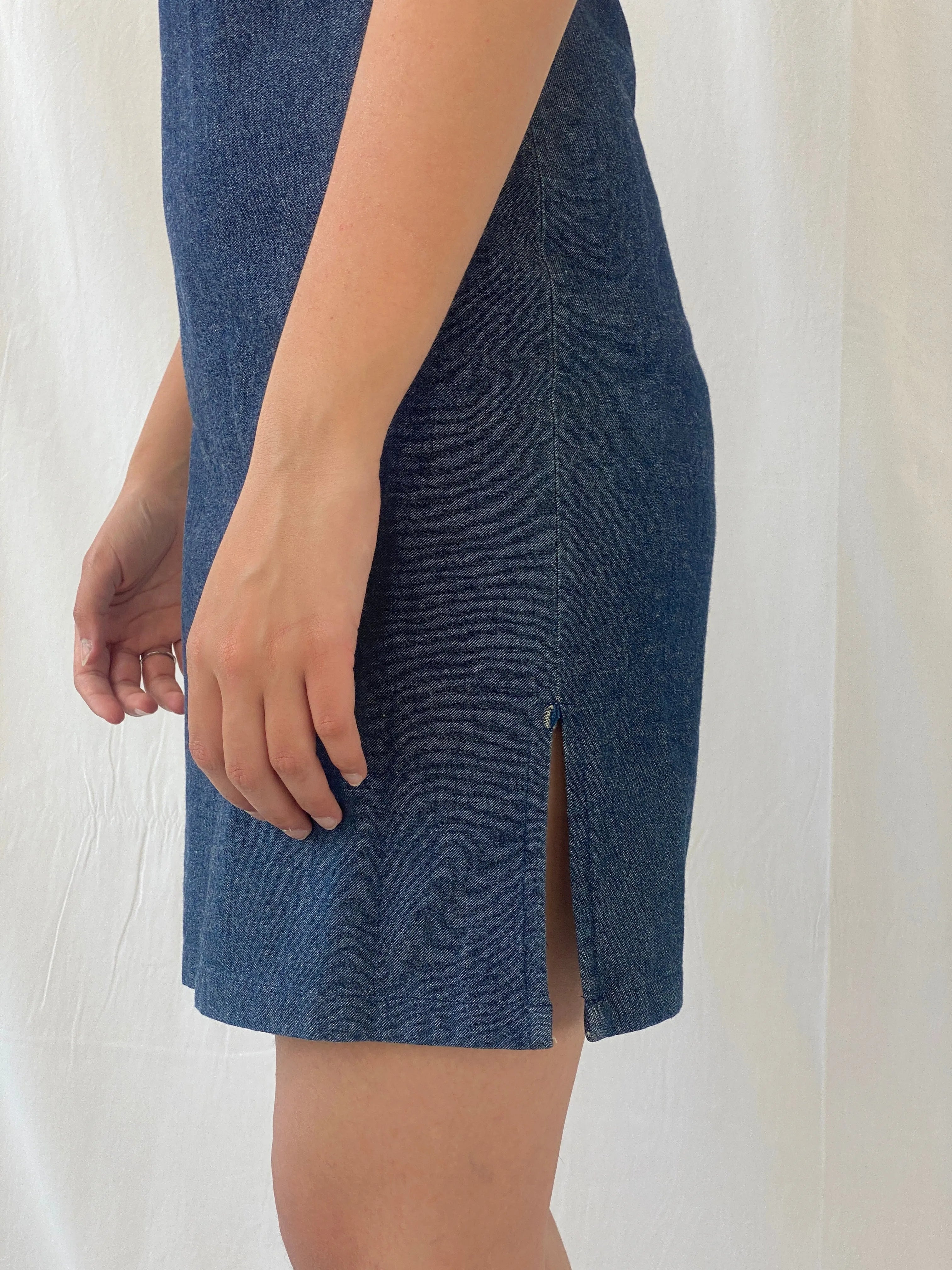 Y2k WPÏ Waipaï Fitted Short Spaghetti Strap Denim Dress - S - Balagan Vintage Midi Dress 00s dress, Celine, denim, denim dress, dress, midi dress, Y2K dress