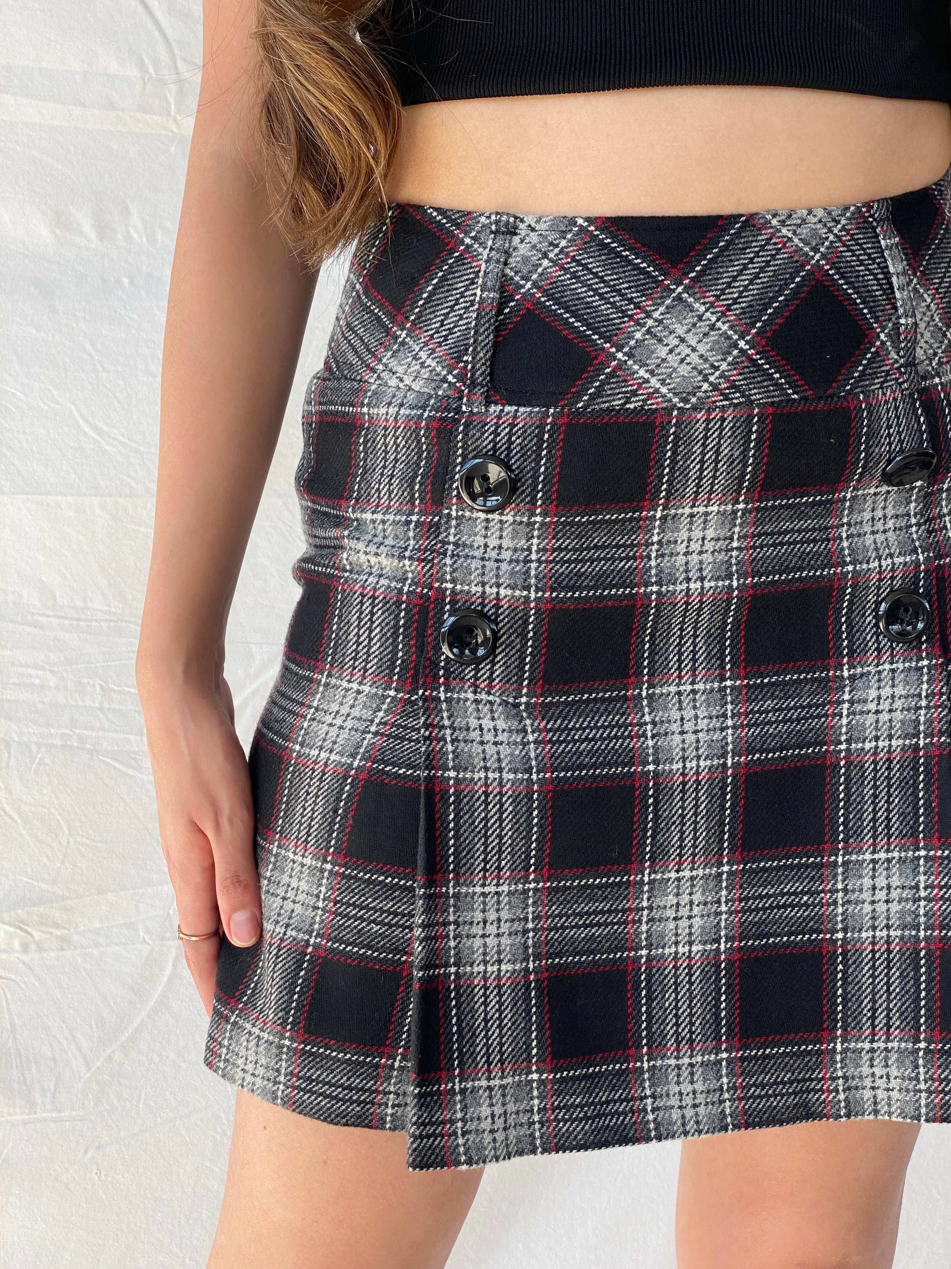 Y2K Yessica Check Pleated Mini Skirt - S - Balagan Vintage Mini Skirt 00s, 90s, consignment, midi skirt, Mira, plaid, plaid skirt, Tojan