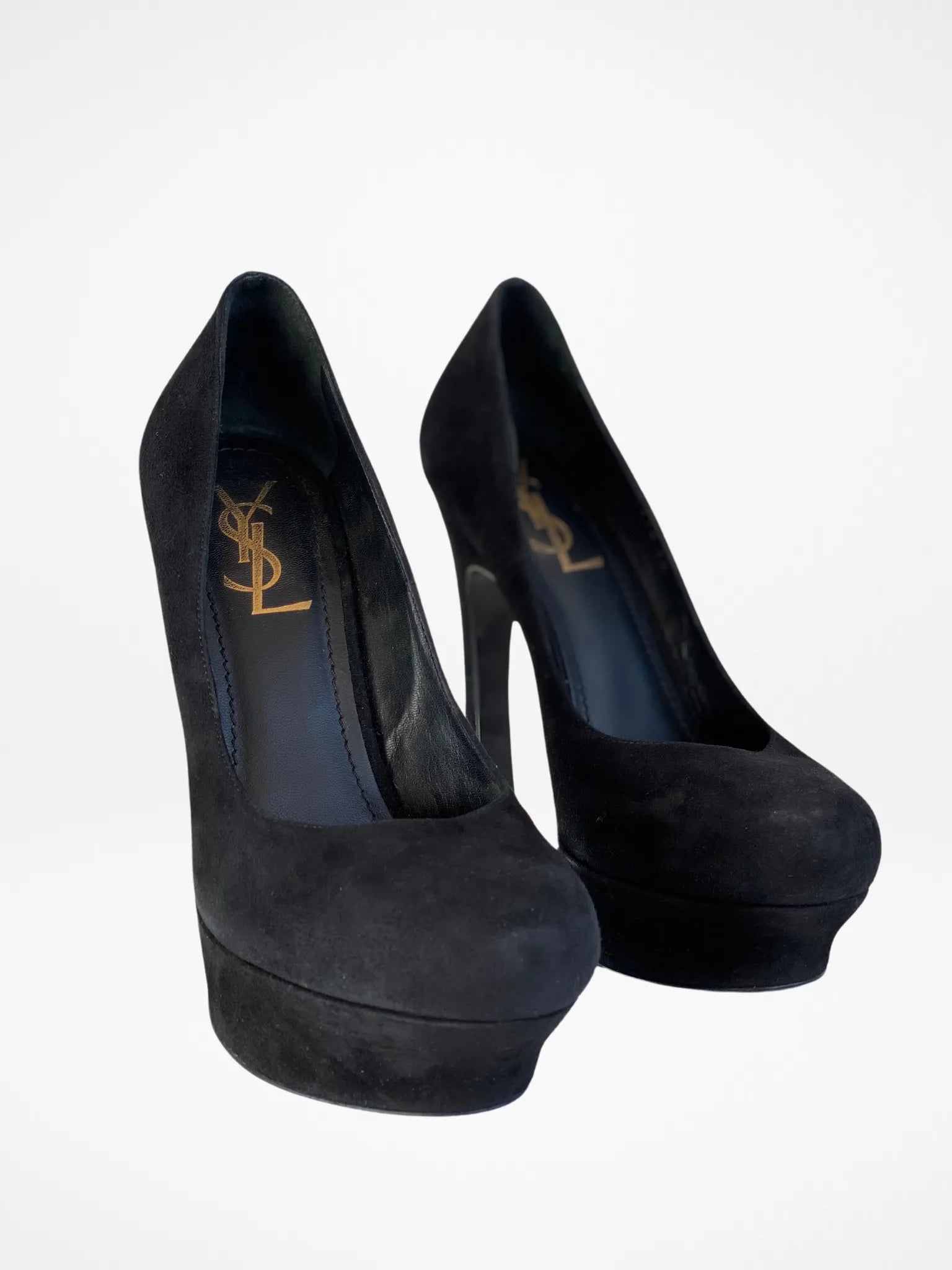 YSL Black Suede Platform Tribtoo Pumps - 38EUR - Balagan Vintage Heels 00s, 90s, consignment, Deals, heels, Sadouf, winter