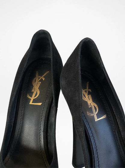 YSL Black Suede Platform Tribtoo Pumps - 38EUR - Balagan Vintage Heels 00s, 90s, consignment, Deals, heels, Sadouf, winter
