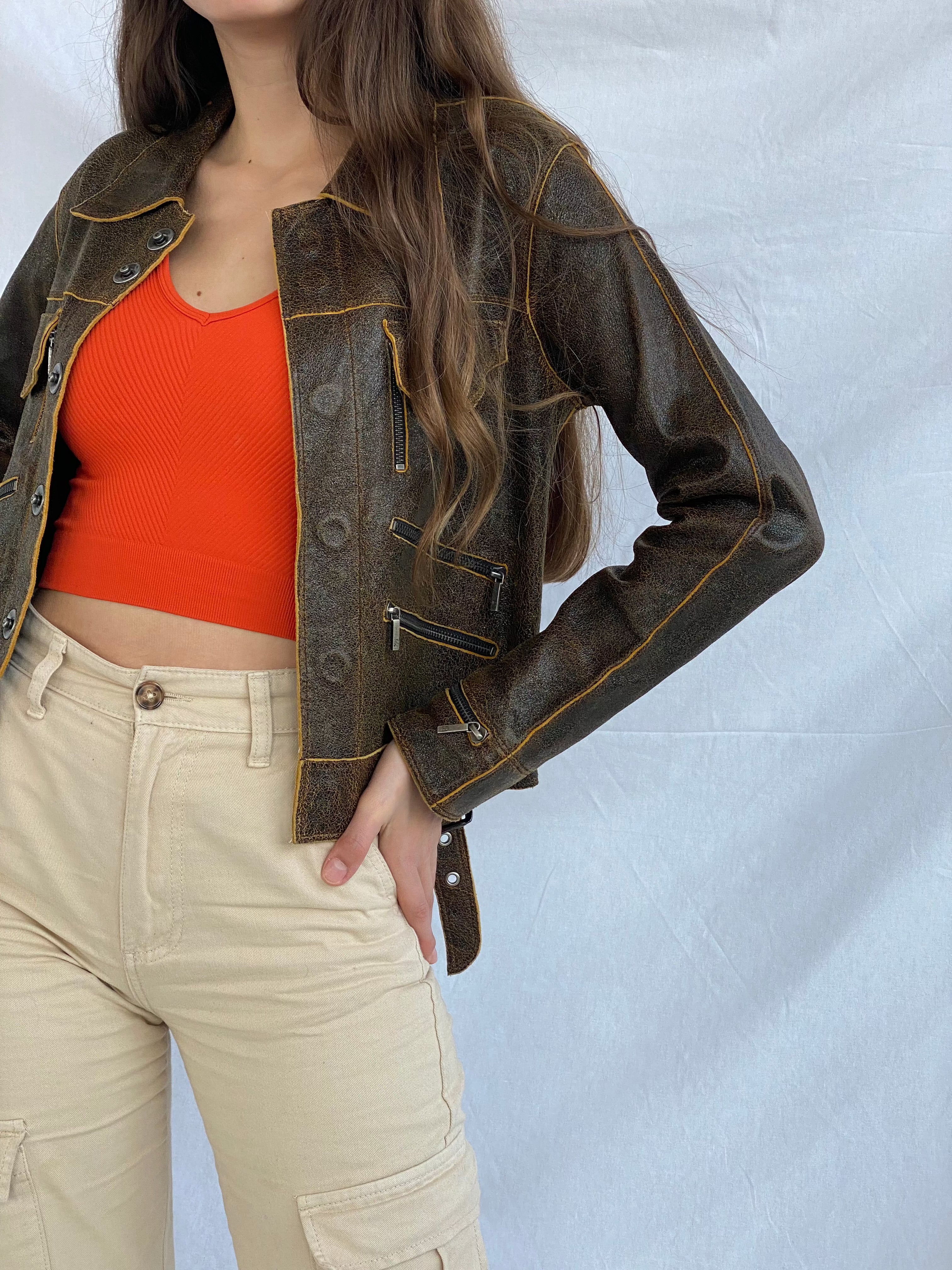 00s Cécilia Bilanci Genuine Napa Leather Designer Jacket - Balagan Vintage Leather Jacket 00s, 90s, brown leather, genuine leather, genuine leather jacket, leather, leather jacket, outerwear, vintage, vintage jacket, winter, women