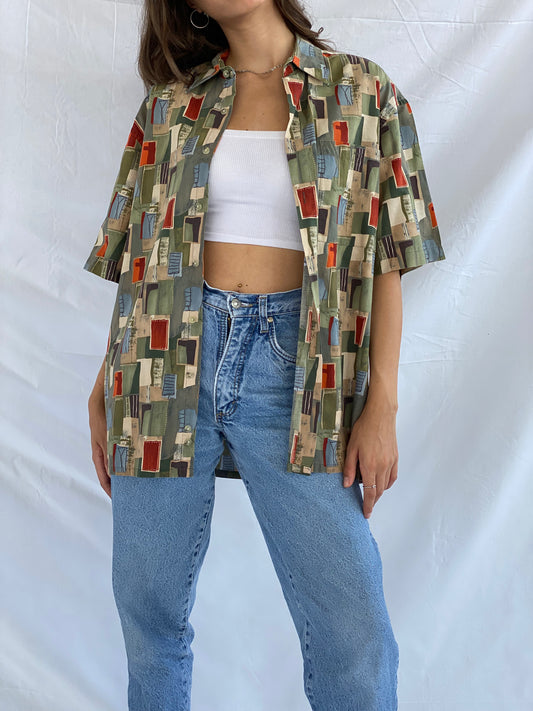 Campia Moda Hawaiian Unisex Shirt - Balagan Vintage Half Sleeve Shirt 00s, 90s, cotton, cotton shirt, crazy print, festival wear, geometric print, graphic, half sleeve shirt, Hawaiian shirt, men, mens shirt, oversized, printed shirt, prints, rare vintage, shirt, shirts, summer, summer prints, techno, techno wear, Top, unisex, unisex shirts, vintage, vintage prints, women, women shirt