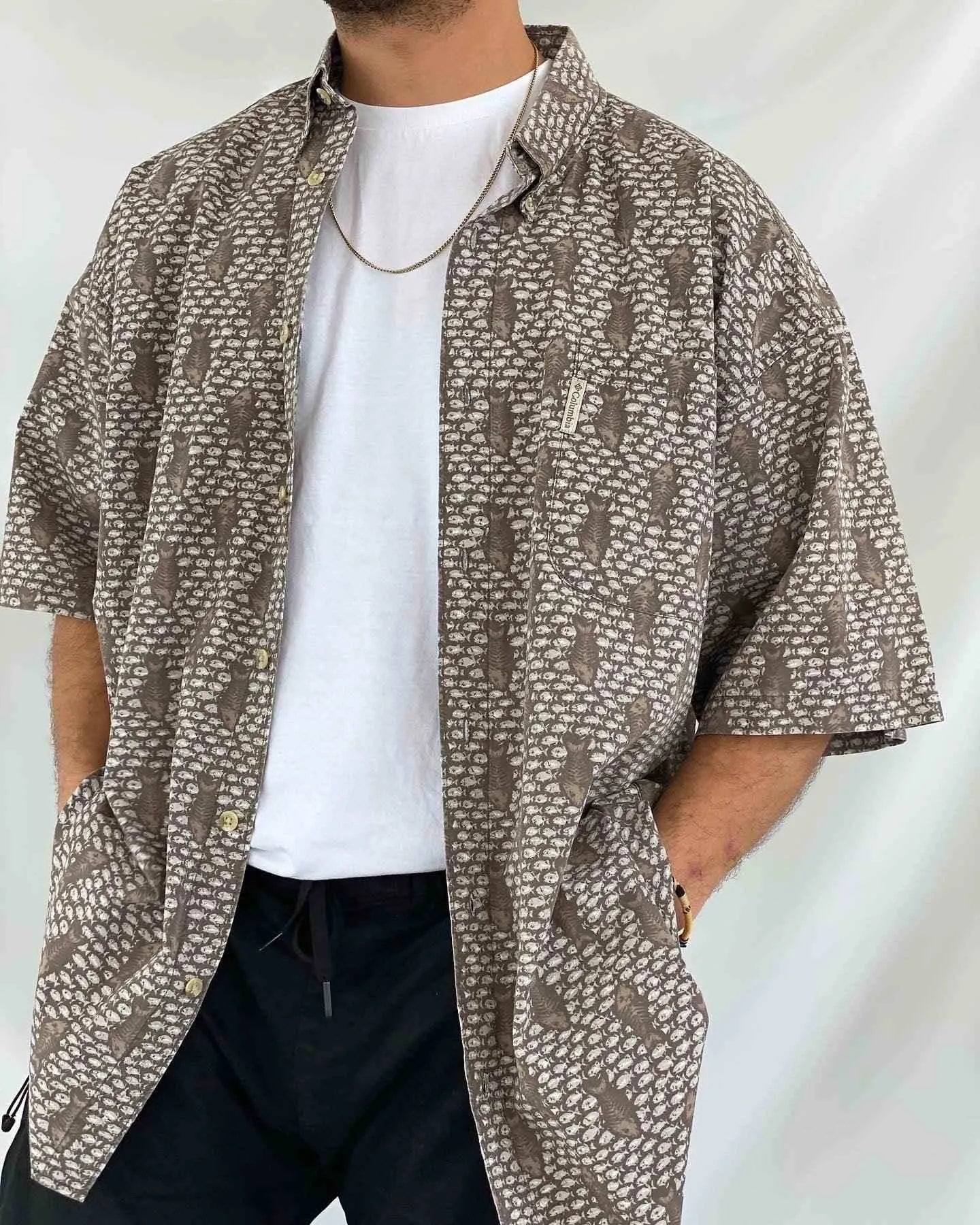 Columbia Fish Print Shirt - Balagan Vintage Half Sleeve Shirt Deals, half sleeve shirt, printed shirt, shirt, shirts, streetwear, techno, techno wear, unisex, unisex shirts, vintage, vintage prints
