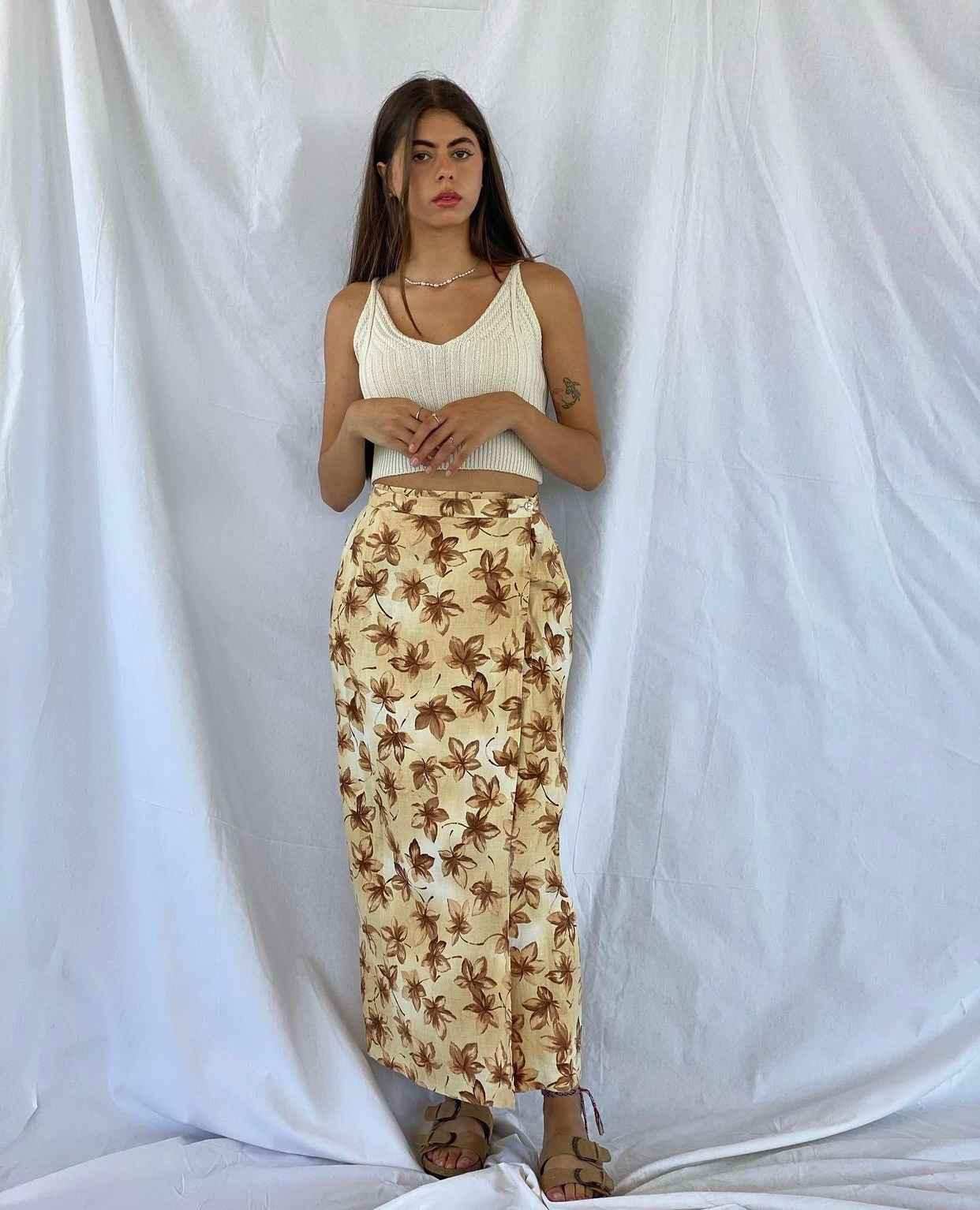 90s floral midi outlet skirt