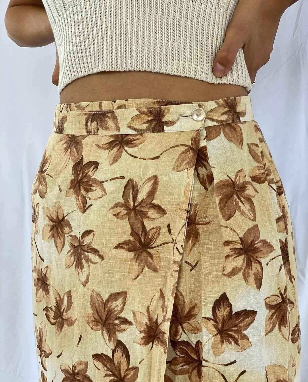 Vintage Y2K Steilmann Wrap Skirt - Balagan Vintage Maxi Skirt 00s, 90s, floral print, floral skirt, linen, maxi skirt, skirt, wrap, wrap skirt
