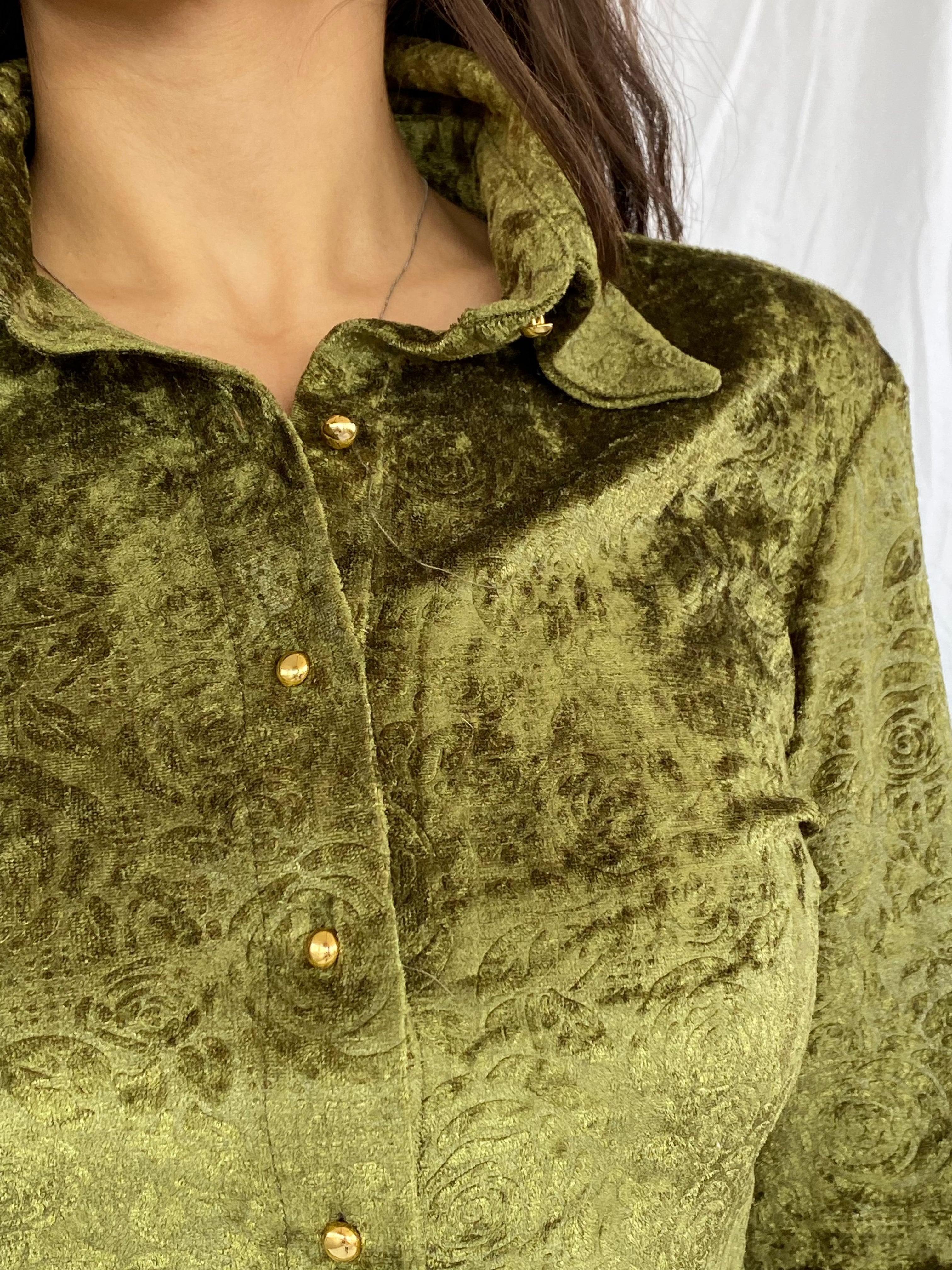 Vintage GREEN& COUNTRY Velvet Shirt - Balagan Vintage Velvet Shirt 90s, formal, full sleeve shirt, outerwear, velvet, vintage
