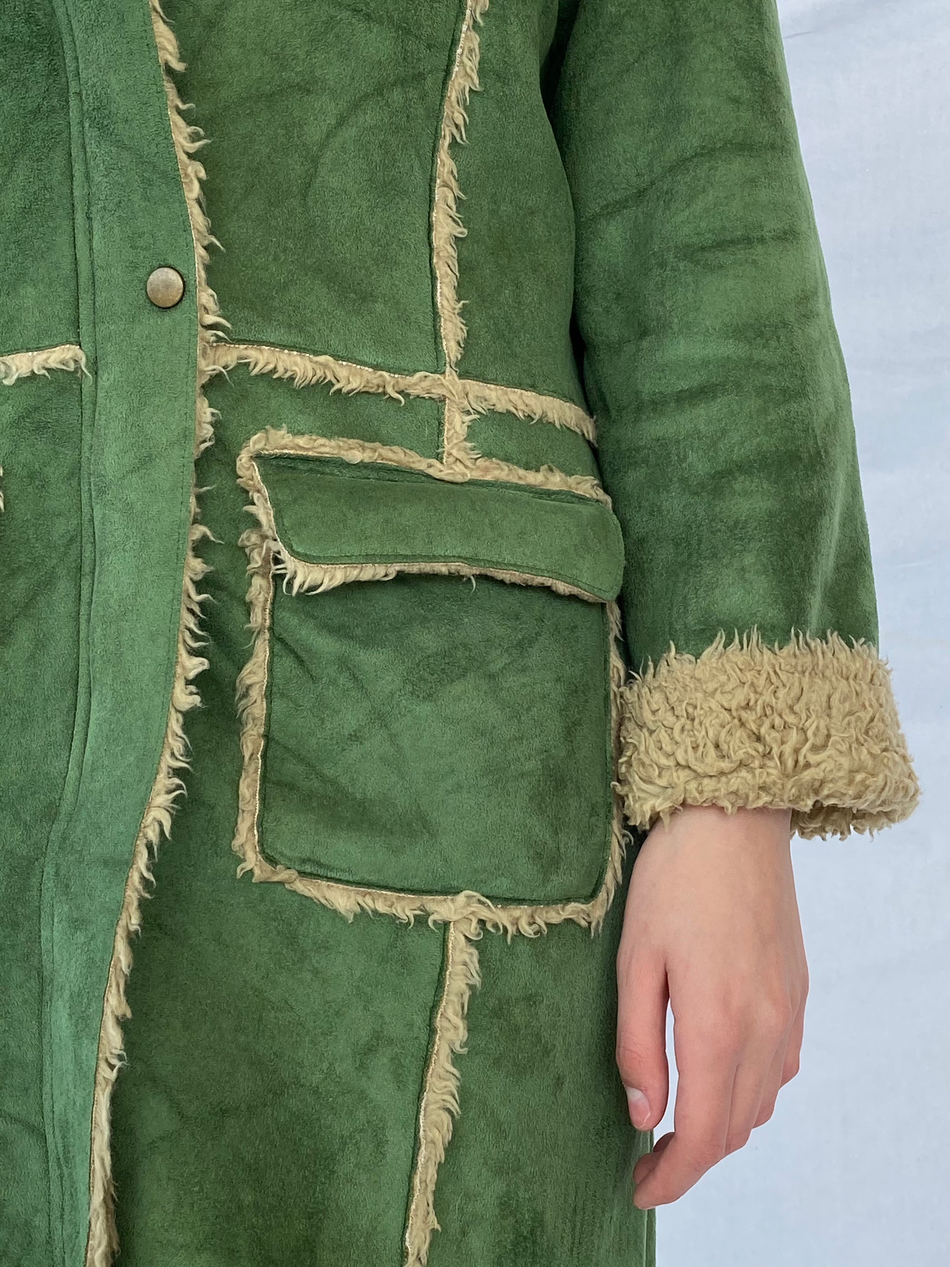 Vintage Afghan Style Coat - Balagan Vintage Jacket fur jacket, green, jacket