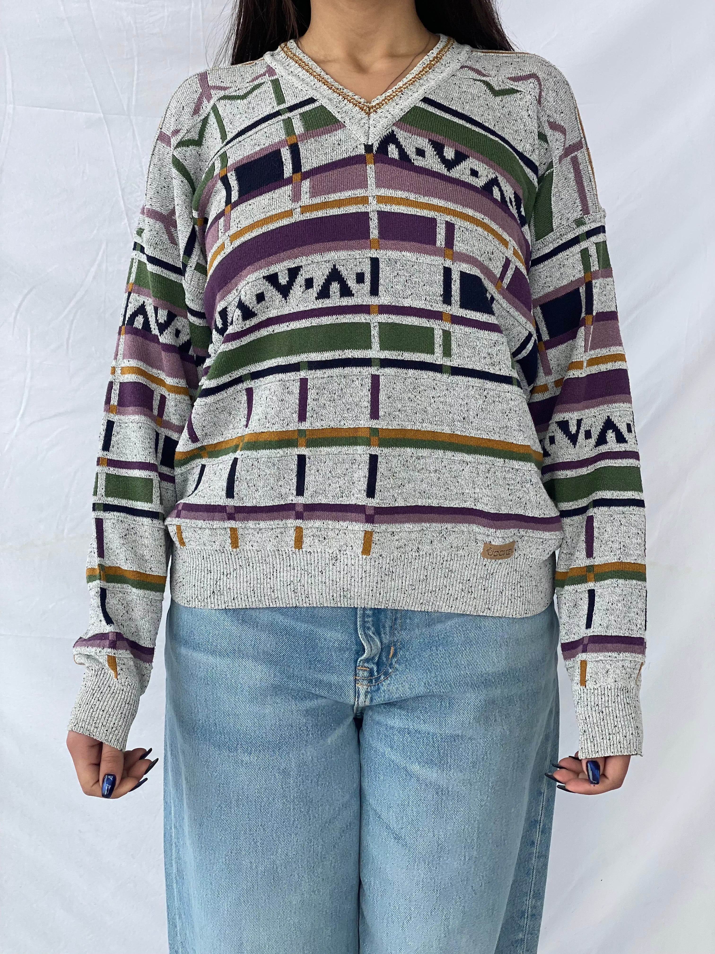Vintage JOCKEY Sweater - Balagan Vintage Sweater 90s, knitted sweater, oversized sweater, printed sweater, sweater