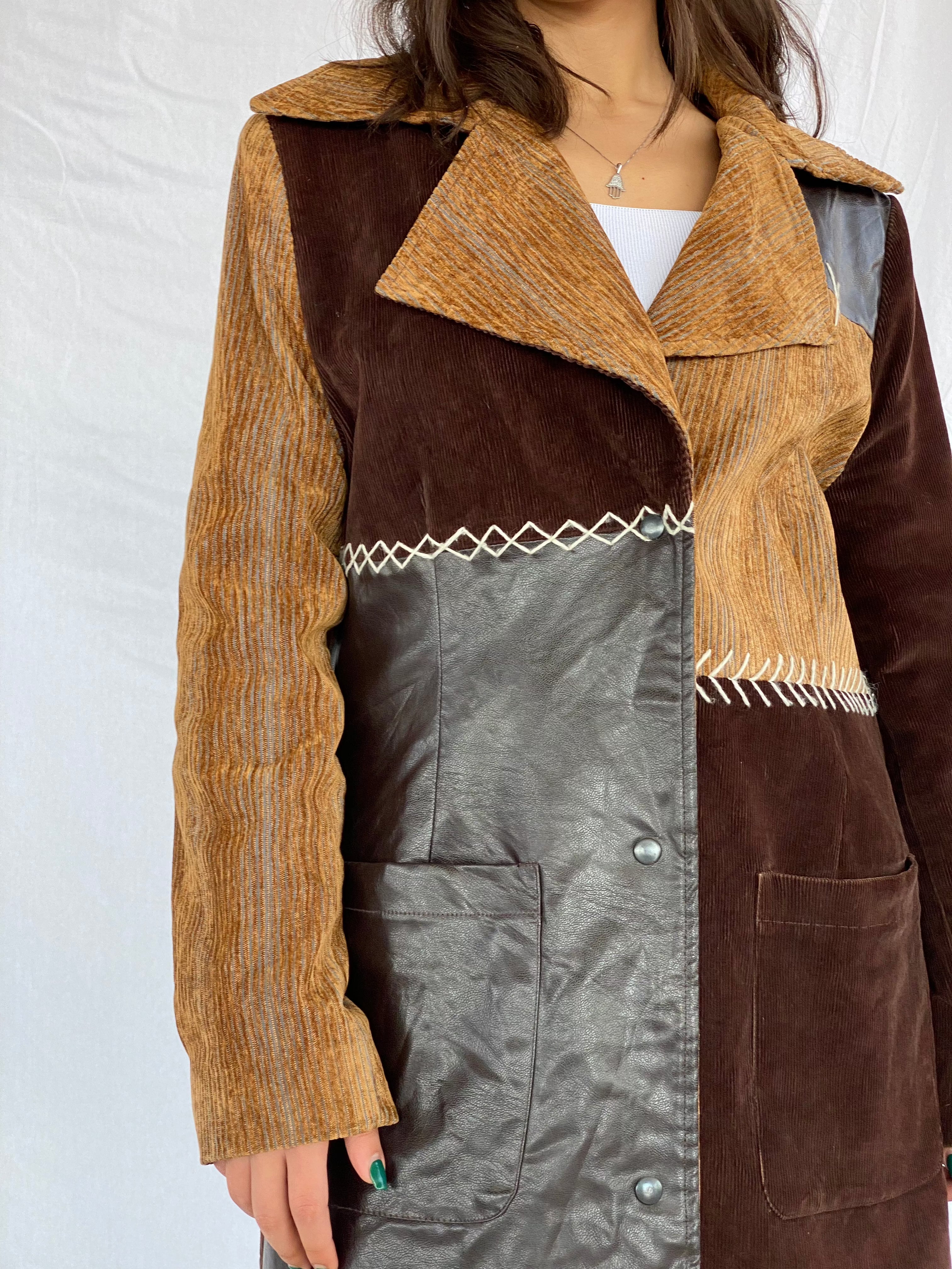 Vintage BUGARRI Collection Coat - Balagan Vintage Coat brown leather, coat, leather coat, patchwork, patchwork jacket