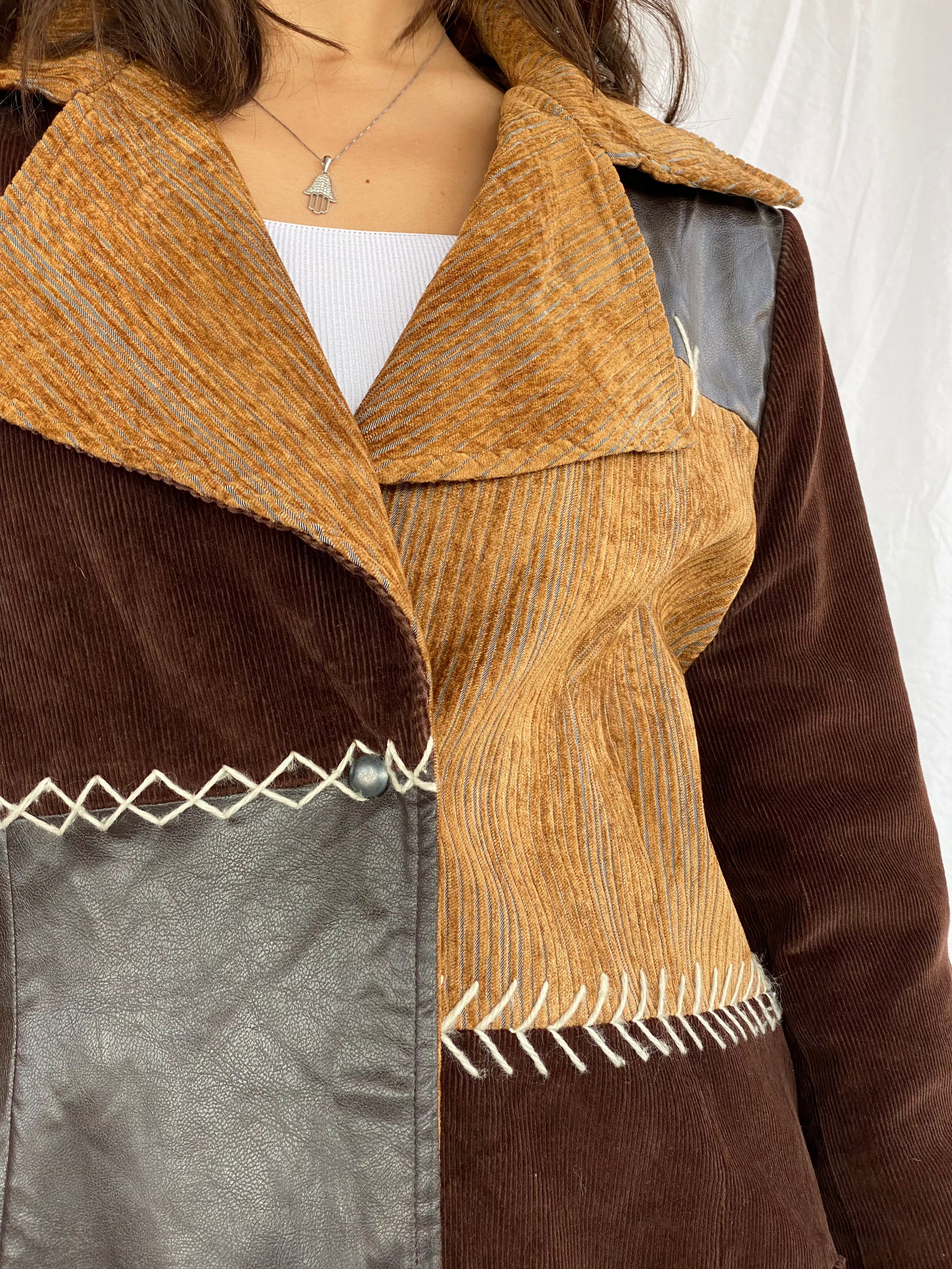 Vintage BUGARRI Collection Coat - Balagan Vintage Coat brown leather, coat, leather coat, patchwork, patchwork jacket