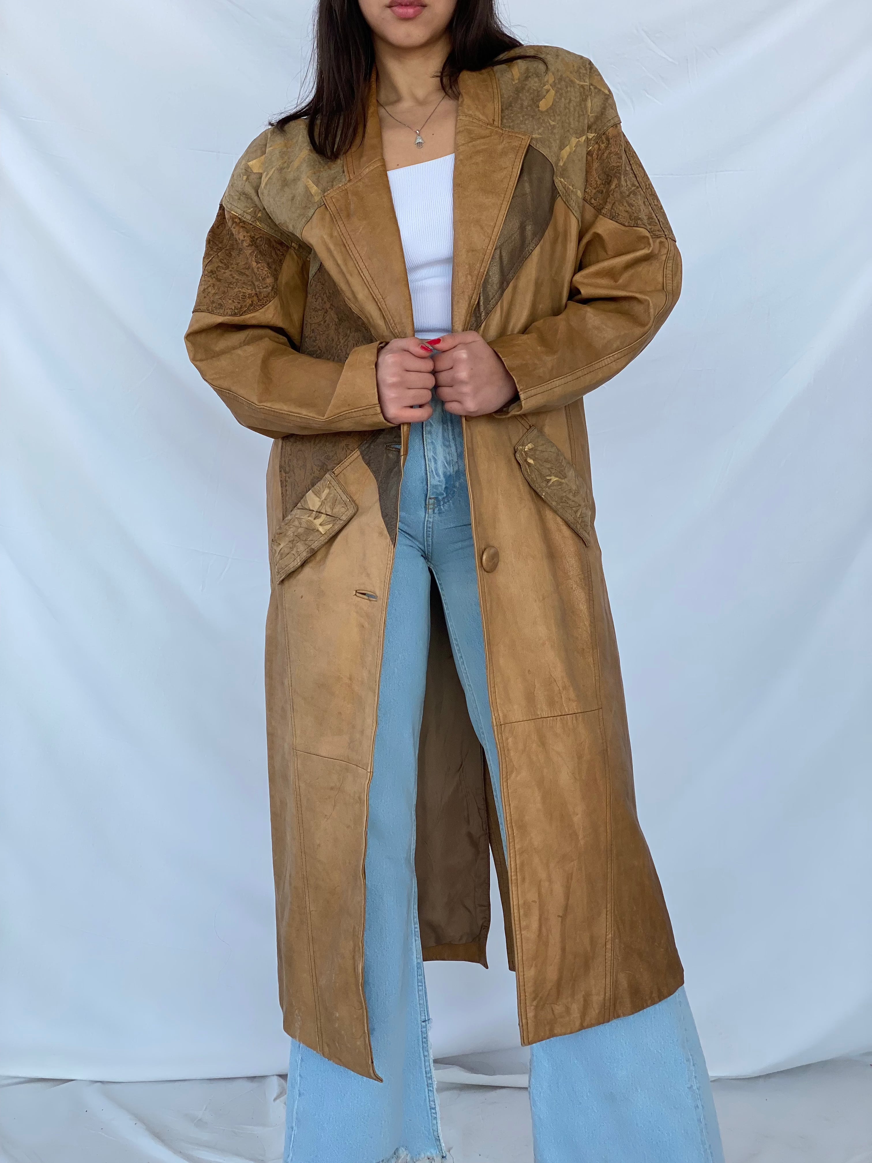 Vintage 90s JOHN WEITZ Genuine Leather Coat - Balagan Vintage Leather Coat 90s, brown leather, genuine leather, genuine leather coat, genuine leather jacket, leather coat