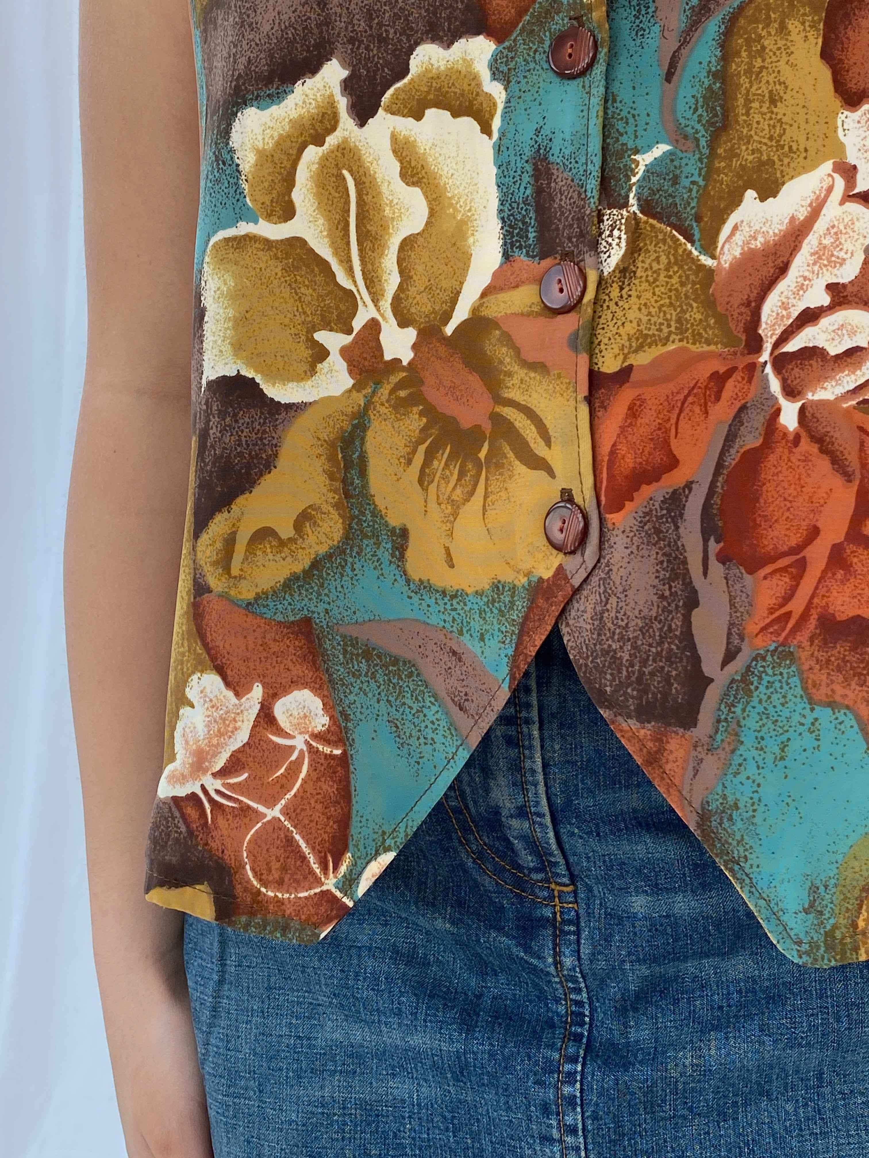 Vintage Floral Shirt - Balagan Vintage Sleeveless Top 90s, floral, shirt
