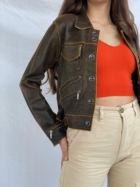 00s Cécilia Bilanci Genuine Napa Leather Designer Jacket - Balagan Vintage