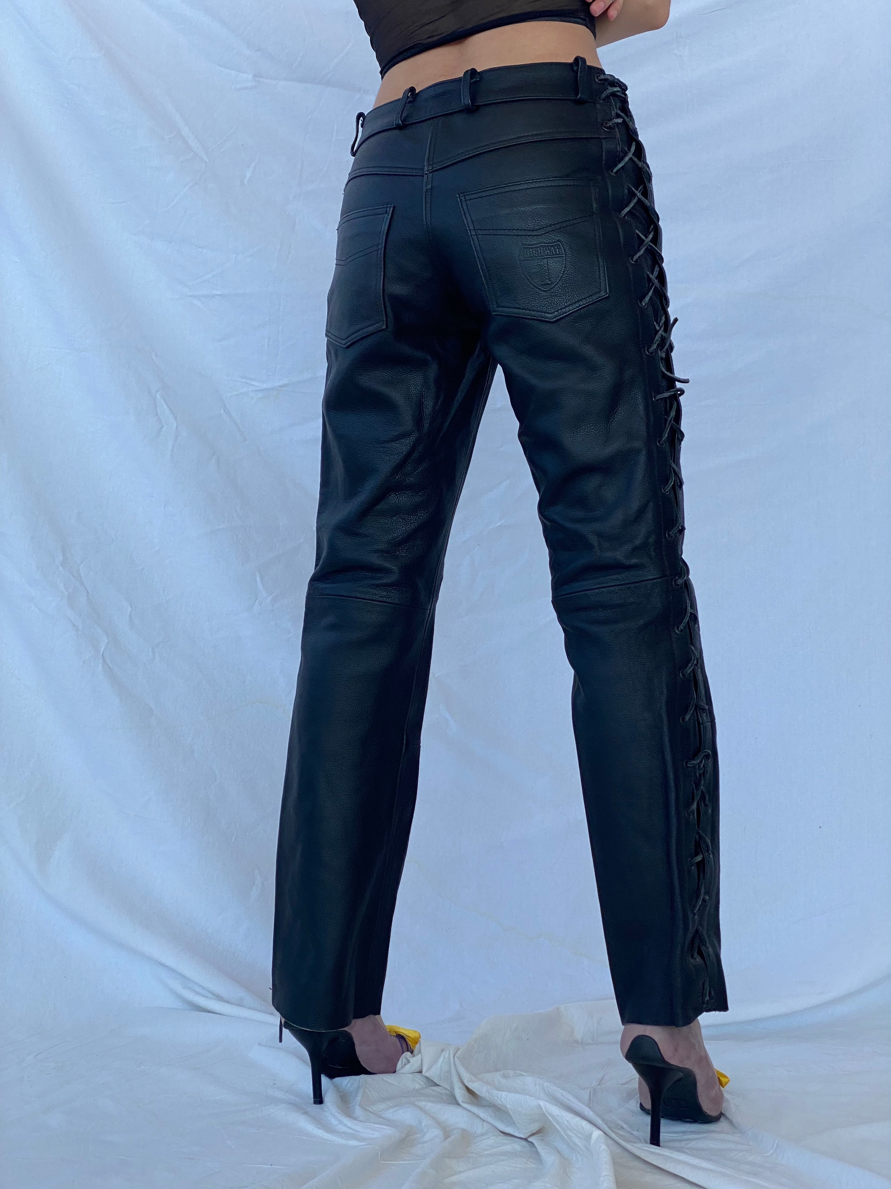 HIGHWAY1 Bikers Genuine Leather Pants - Balagan Vintage Leather Pants black leather, genuine leather, leather pants