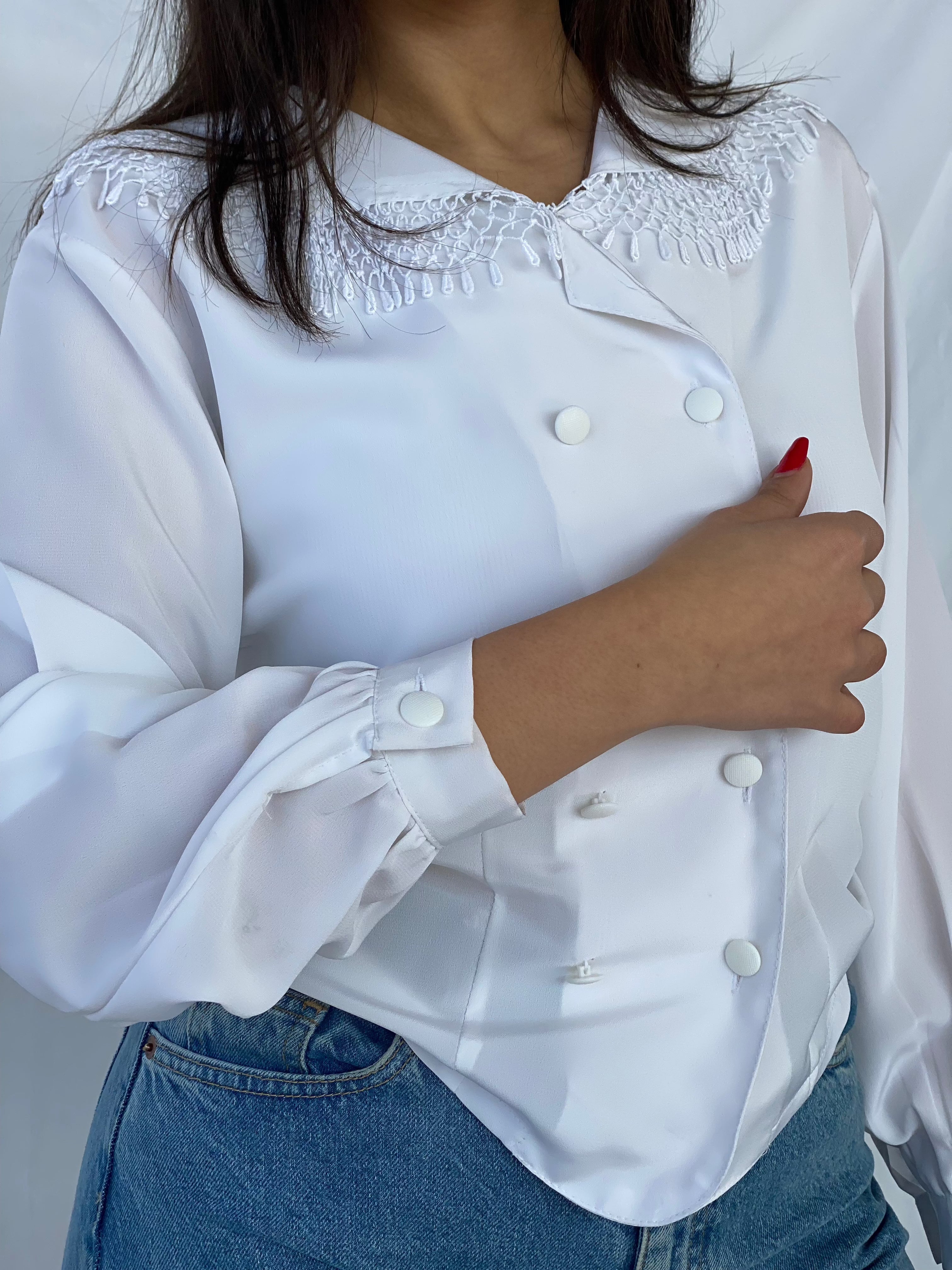Vintage Handmade White Shirt - Balagan Vintage Full Sleeve Shirt 90s, outerwear, shirt, vintage