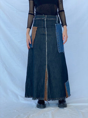Reworked Balagan Maxi Denim Skirt - Balagan Vintage
