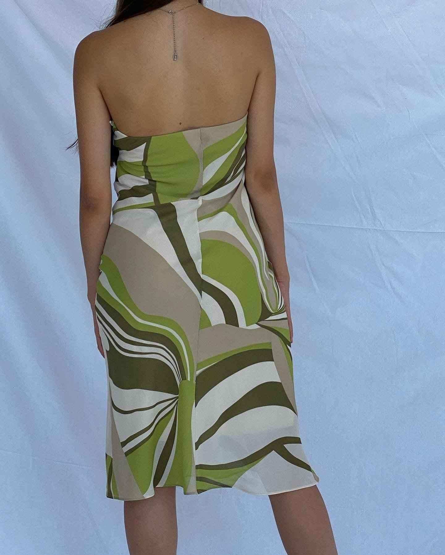 Vintage 00s Groovy LUCÉ Strapless Dress