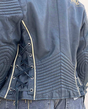 Vintage Blue System Genuine Leather Jacket - Balagan Vintage