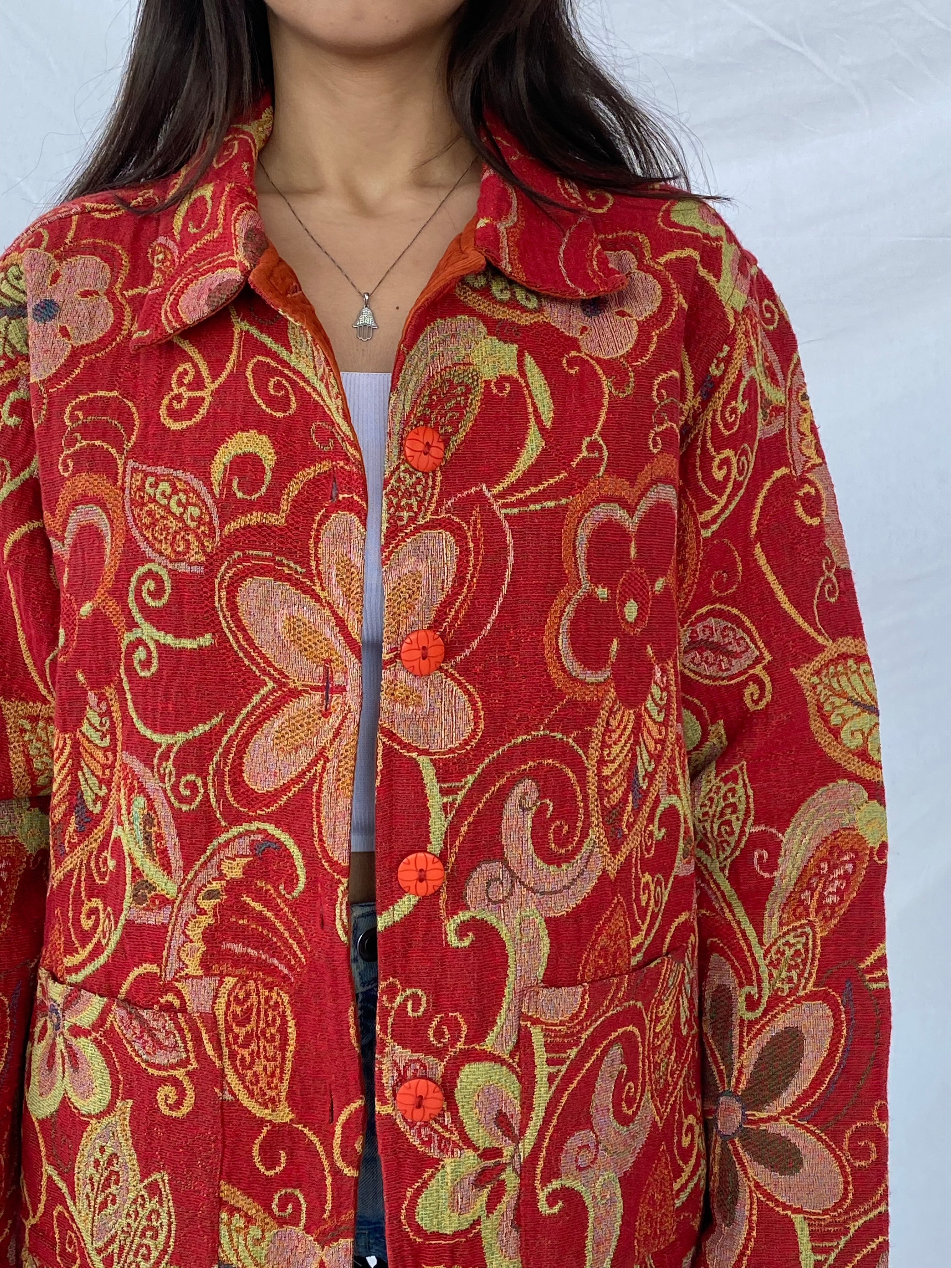 Vintage ANÜ By Natural Jacket - Balagan Vintage Jacket cotton, floral, floral embroidery, floral print, jacket, vintage