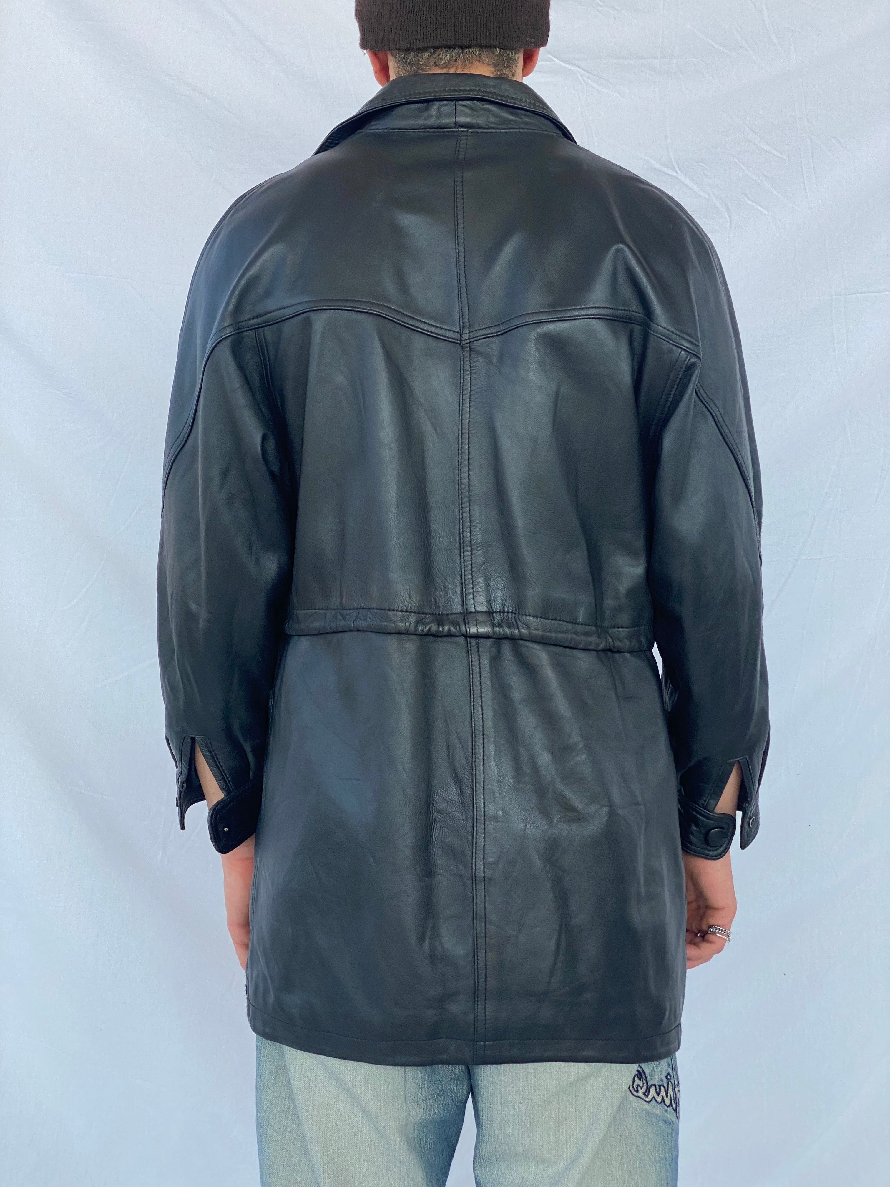 Vintage Genuine Leather Coat - Balagan Vintage Leather Coat black leather, coat, genuine leather, genuine leather coat, leather coat