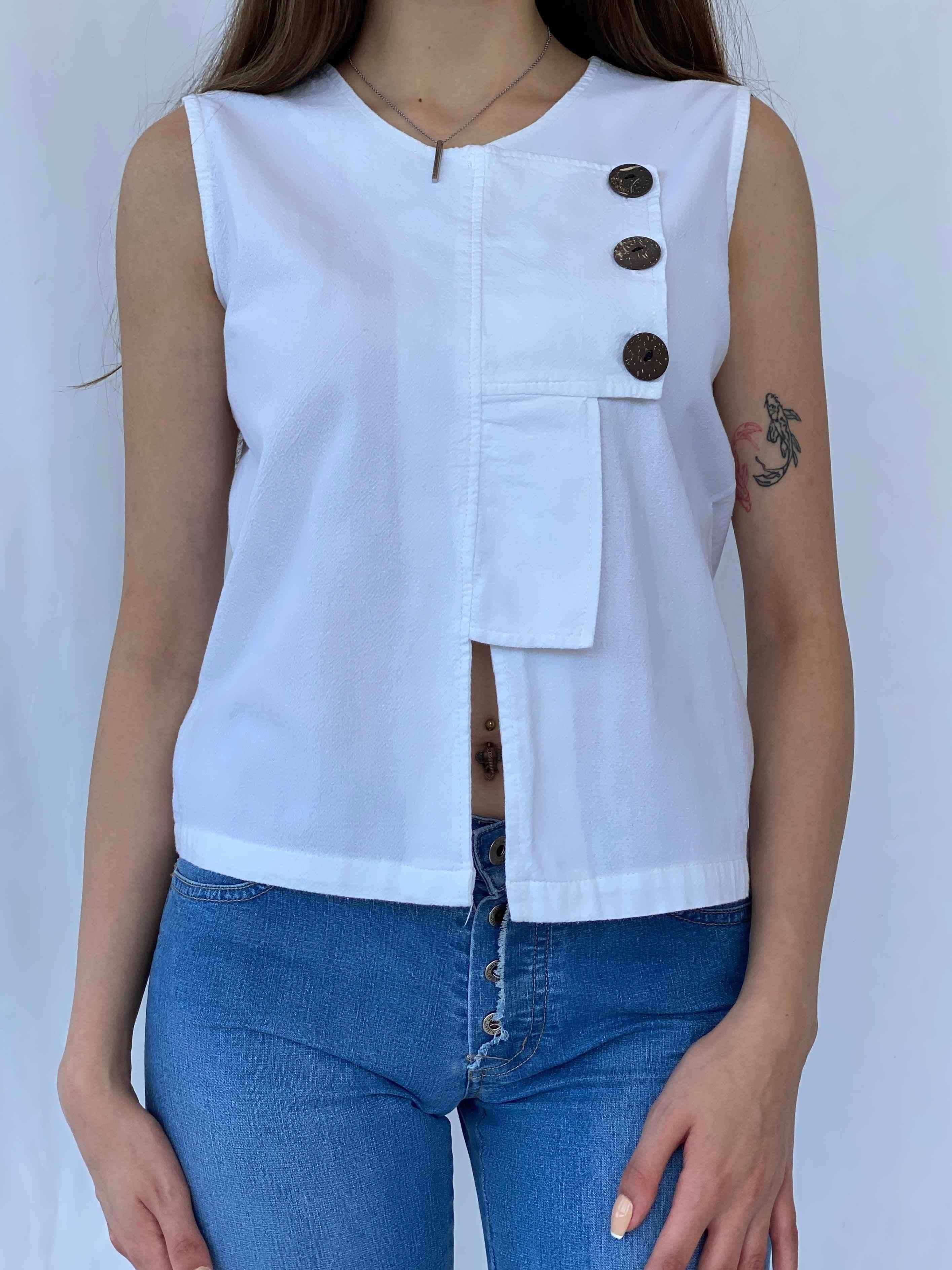 Vintage Natural Cotton Shirt - Balagan Vintage Sleeveless Top 90s, cotton, Mira