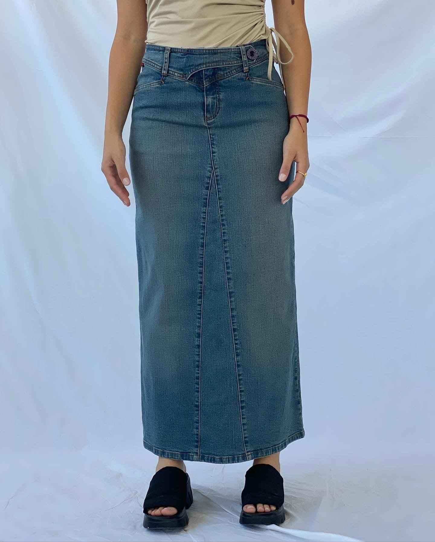 gave grinende uld Vintage LEE COOPER Maxi Denim Skirt