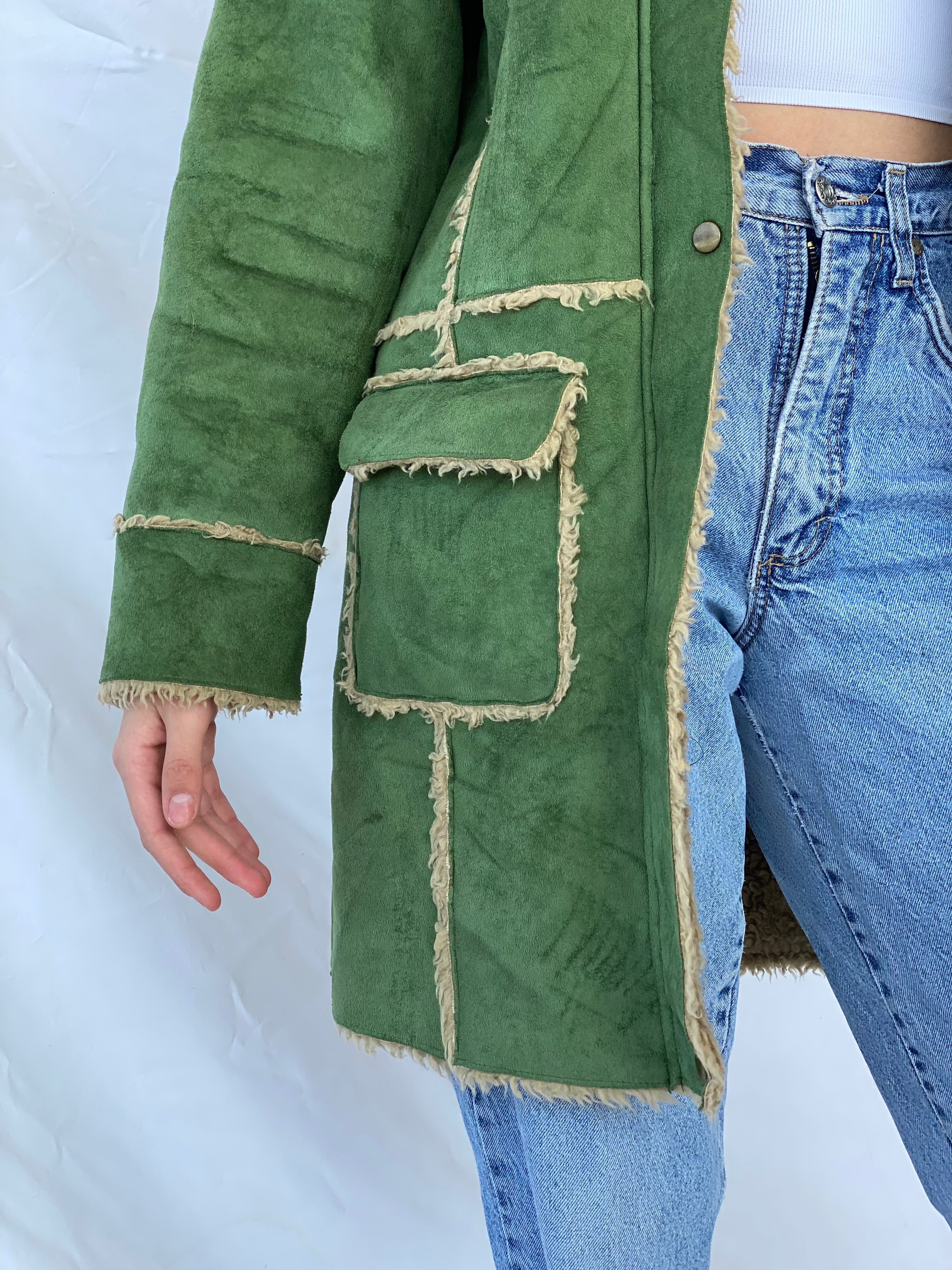 Vintage Afghan Style Coat - Balagan Vintage Jacket fur jacket, green, jacket