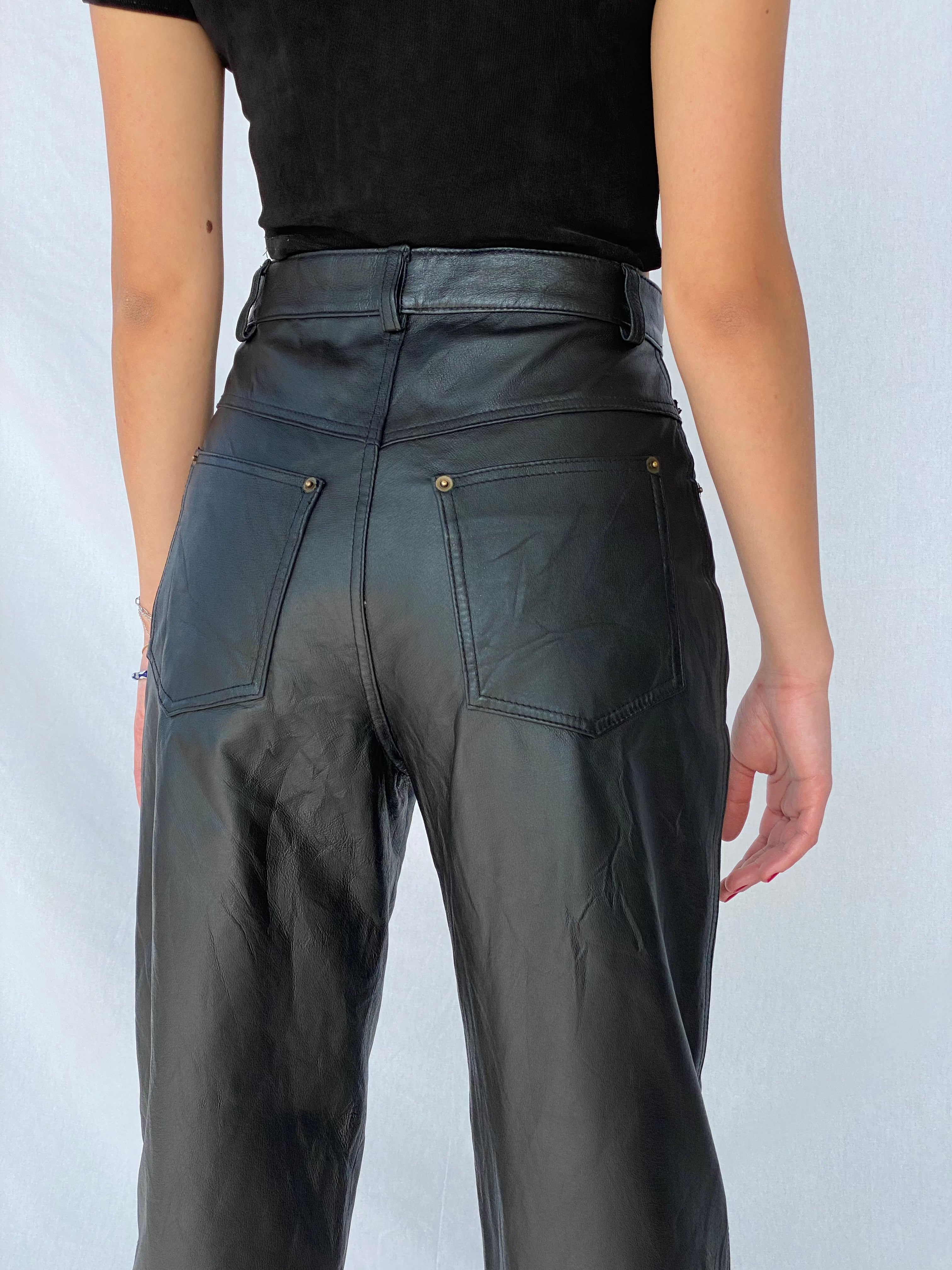 Authentic Clothing Company Leather Pants - Balagan Vintage Leather Pants 90s, black leather, genuine leather, leather, vintage