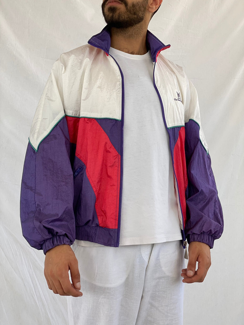 Vintage 90s Wilson Windbreaker Jacket Size Medium - Pink and Purple