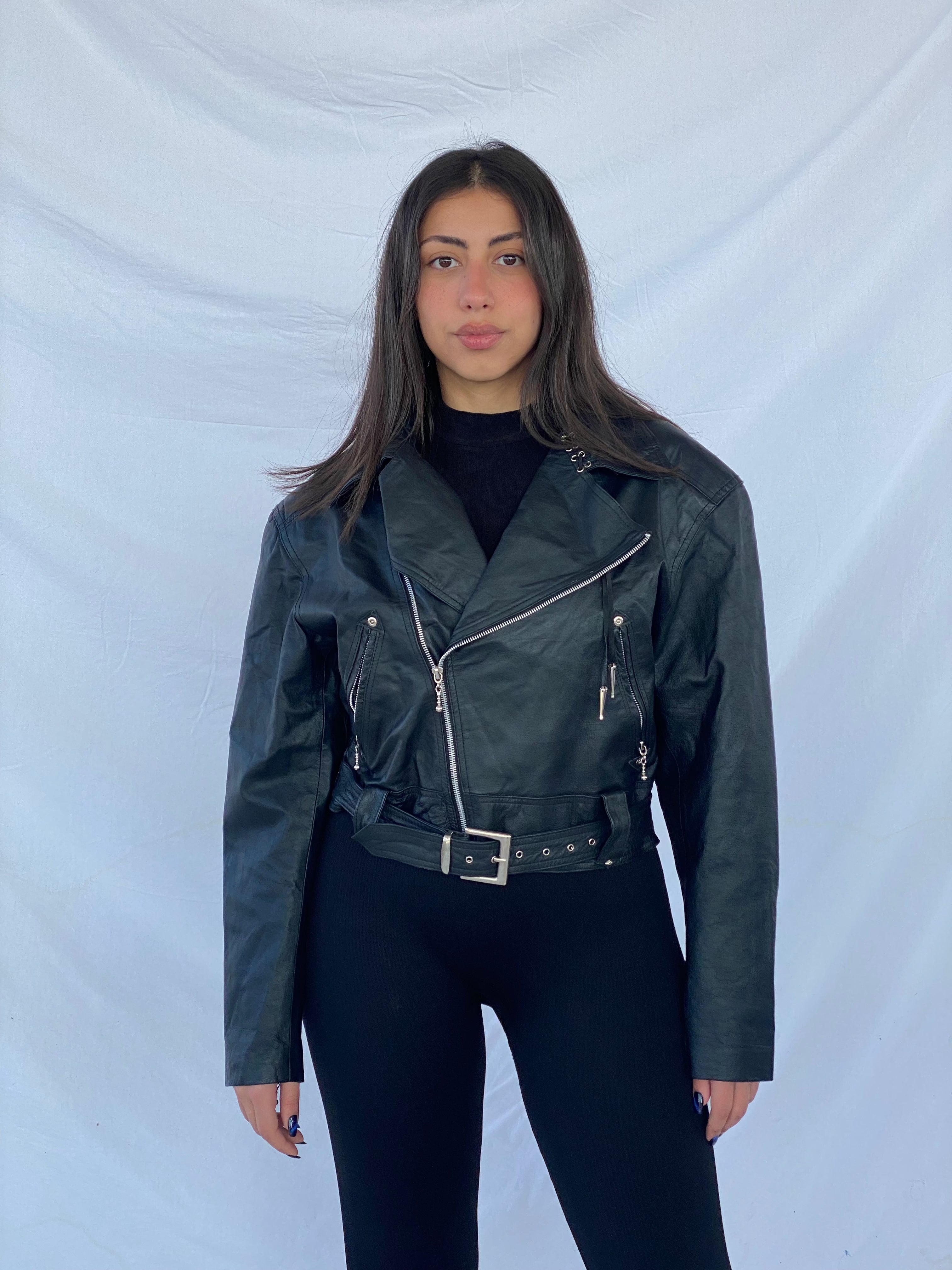 Vintage 80s Patti Pen Genuine Leather Bikers Jacket - Balagan Vintage Leather Jacket 80s, black leather, genuine leather, genuine leather jacket