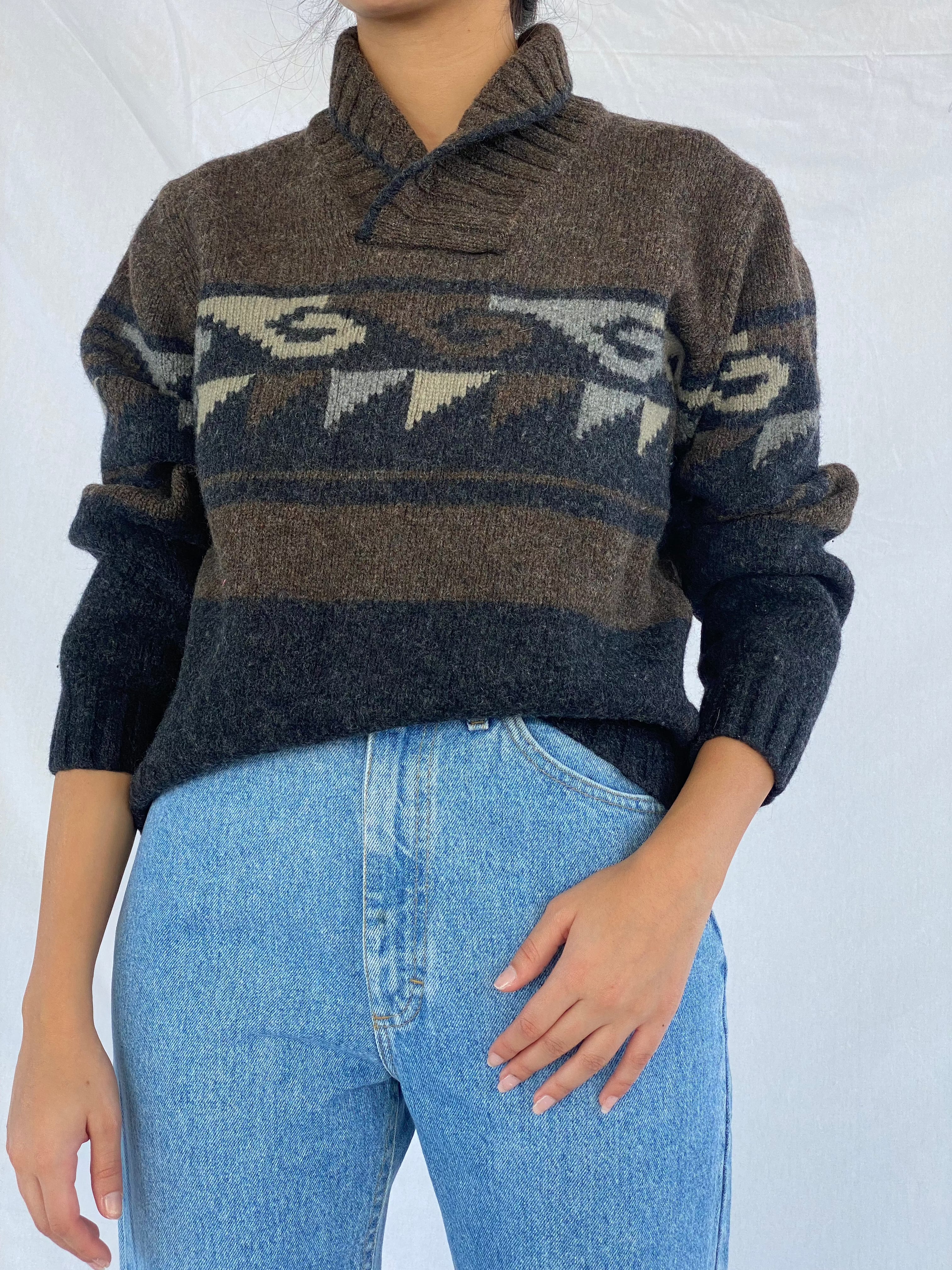 Vintage United Colors of Benetton Sweater - Balagan Vintage Sweater knitted sweater, oversized sweater, printed sweater, vintage sweater, winter