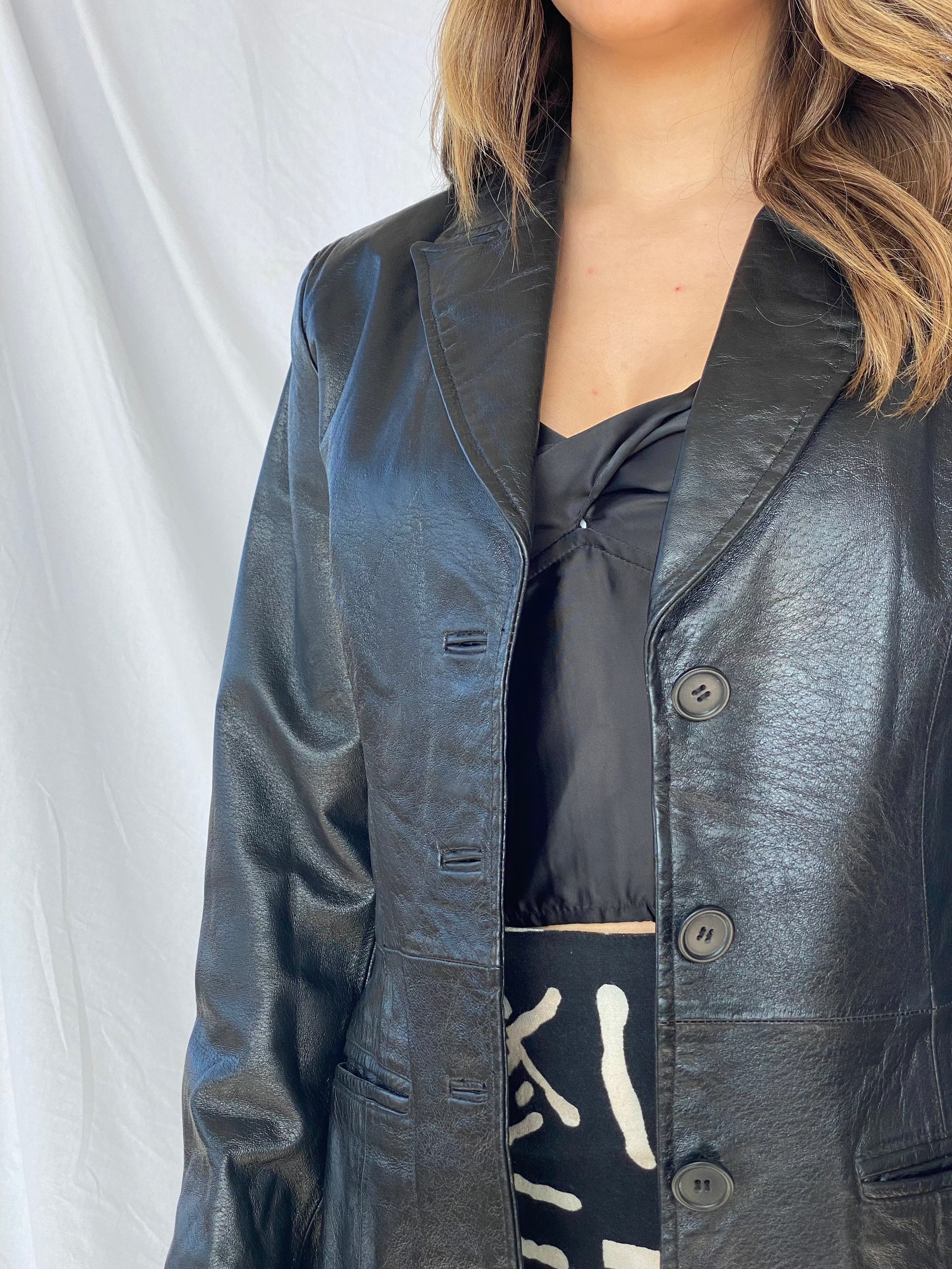 HENNES Collection Genuine Leather Jacket - Balagan Vintage Leather Jacket 90s, black leather, genuine leather, genuine leather jacket, leather, leather jacket, outerwear, vintage, vintage jacket
