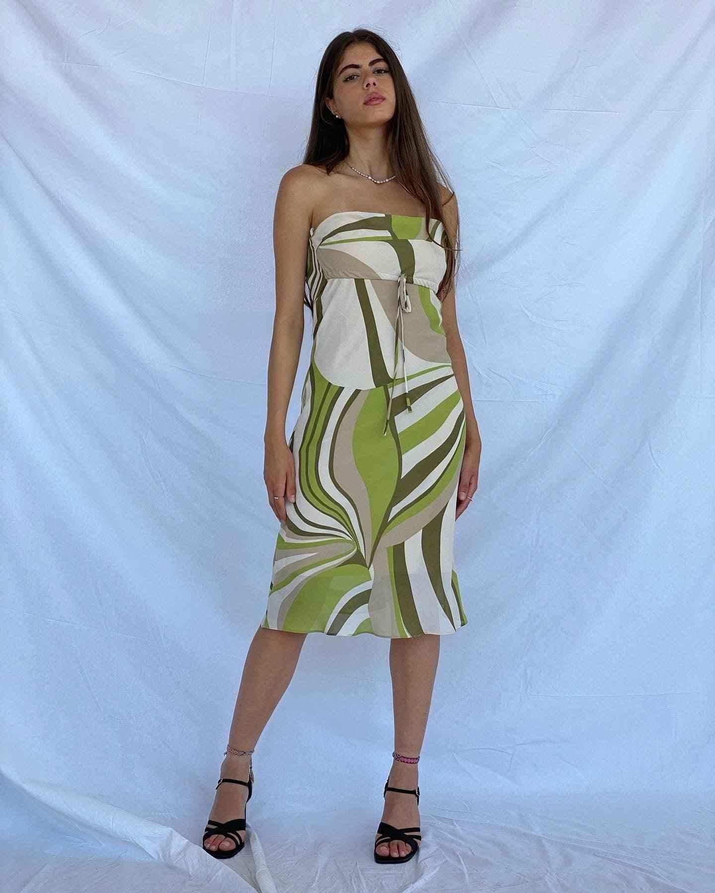Vintage 00s Groovy LUCÉ Strapless Dress
