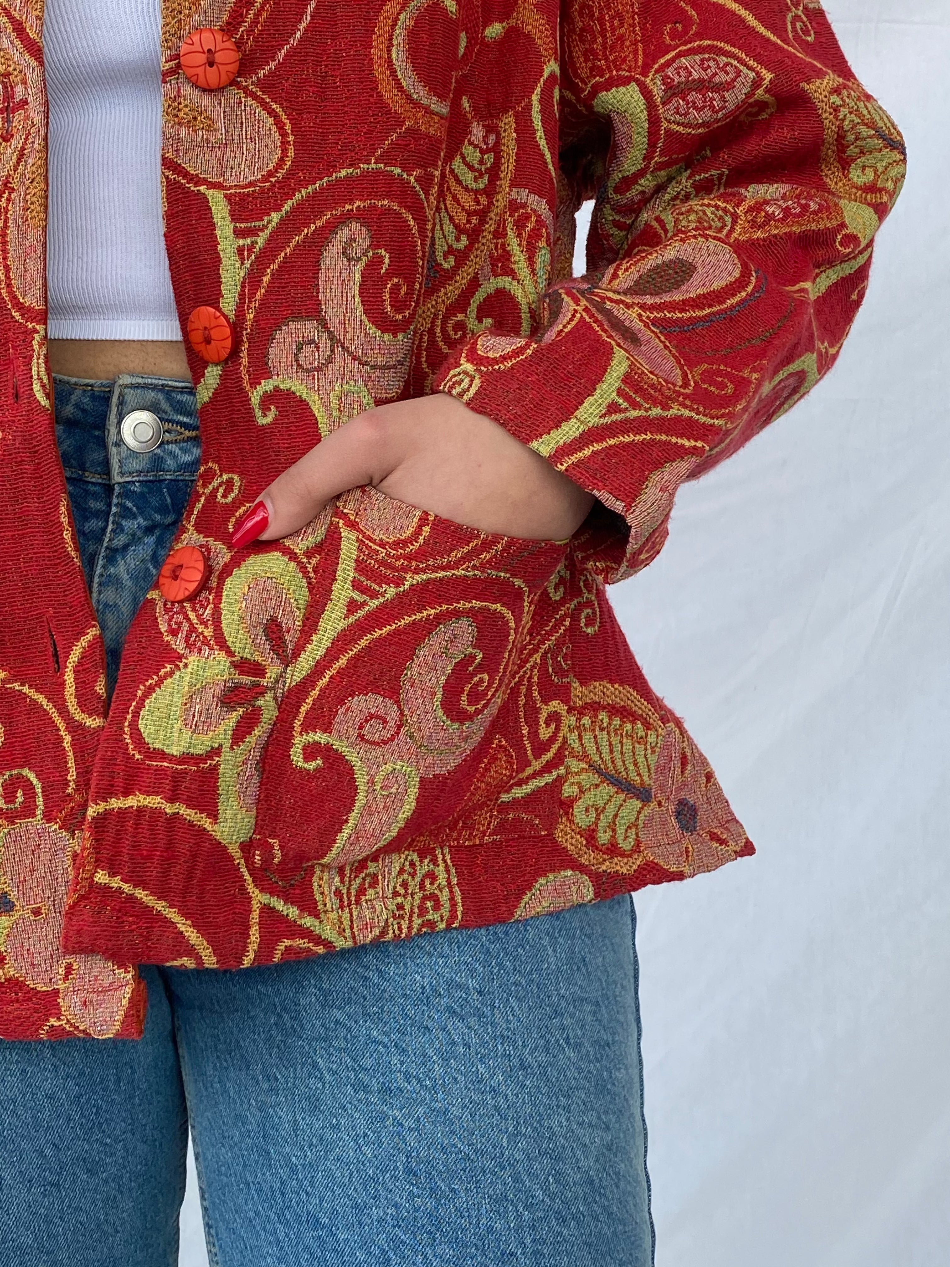 Vintage ANÜ By Natural Jacket - Balagan Vintage Jacket cotton, floral, floral embroidery, floral print, jacket, vintage
