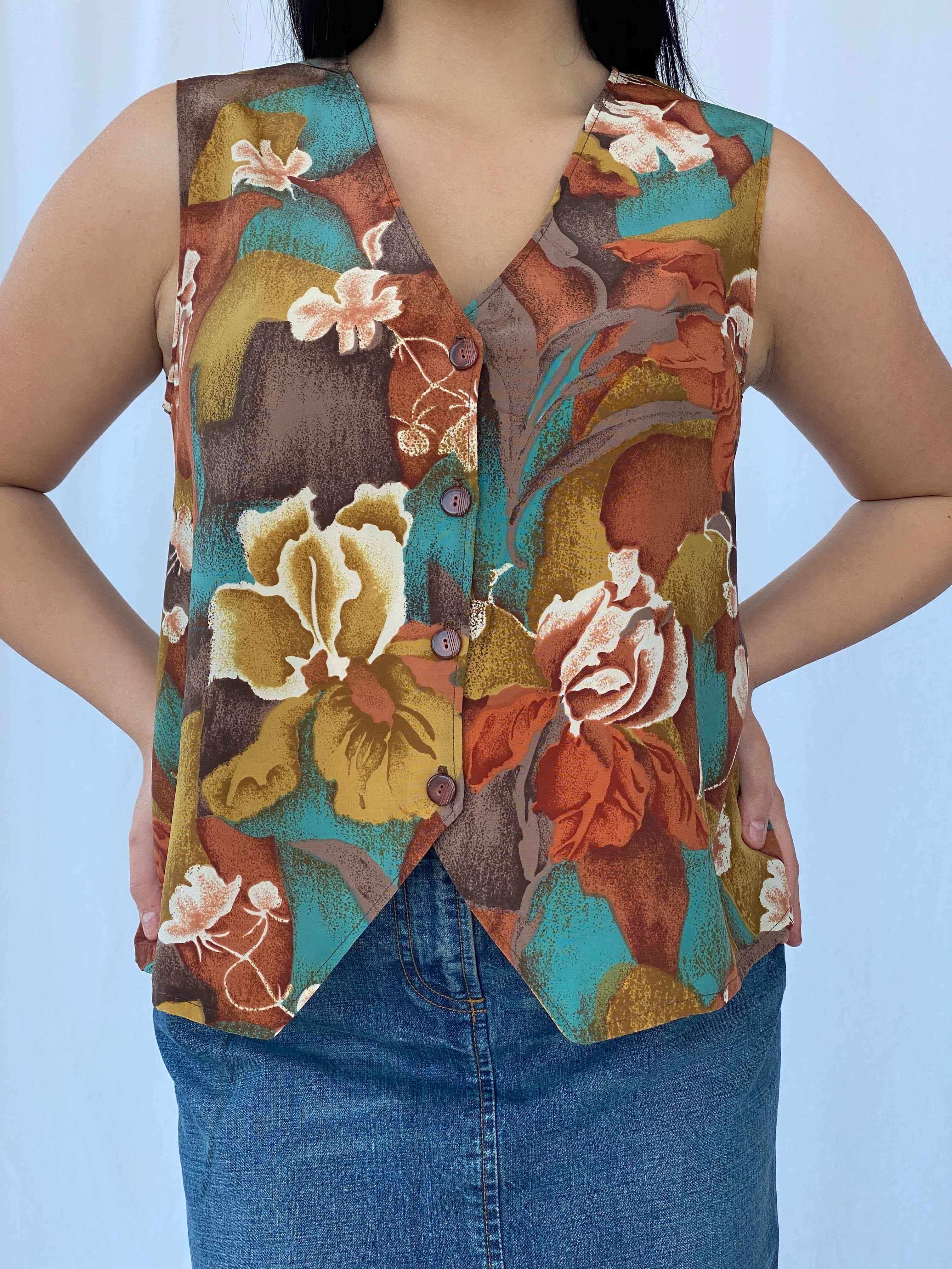 Vintage Floral Shirt - Balagan Vintage Sleeveless Top 90s, floral, shirt