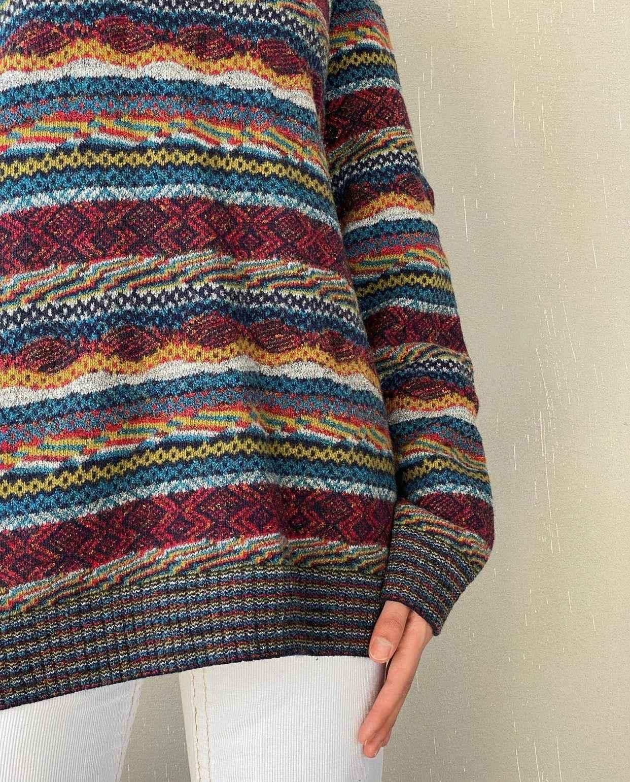 Vintage 80s/90s Norm Thompson patterned knitted sweater - Balagan Vintage