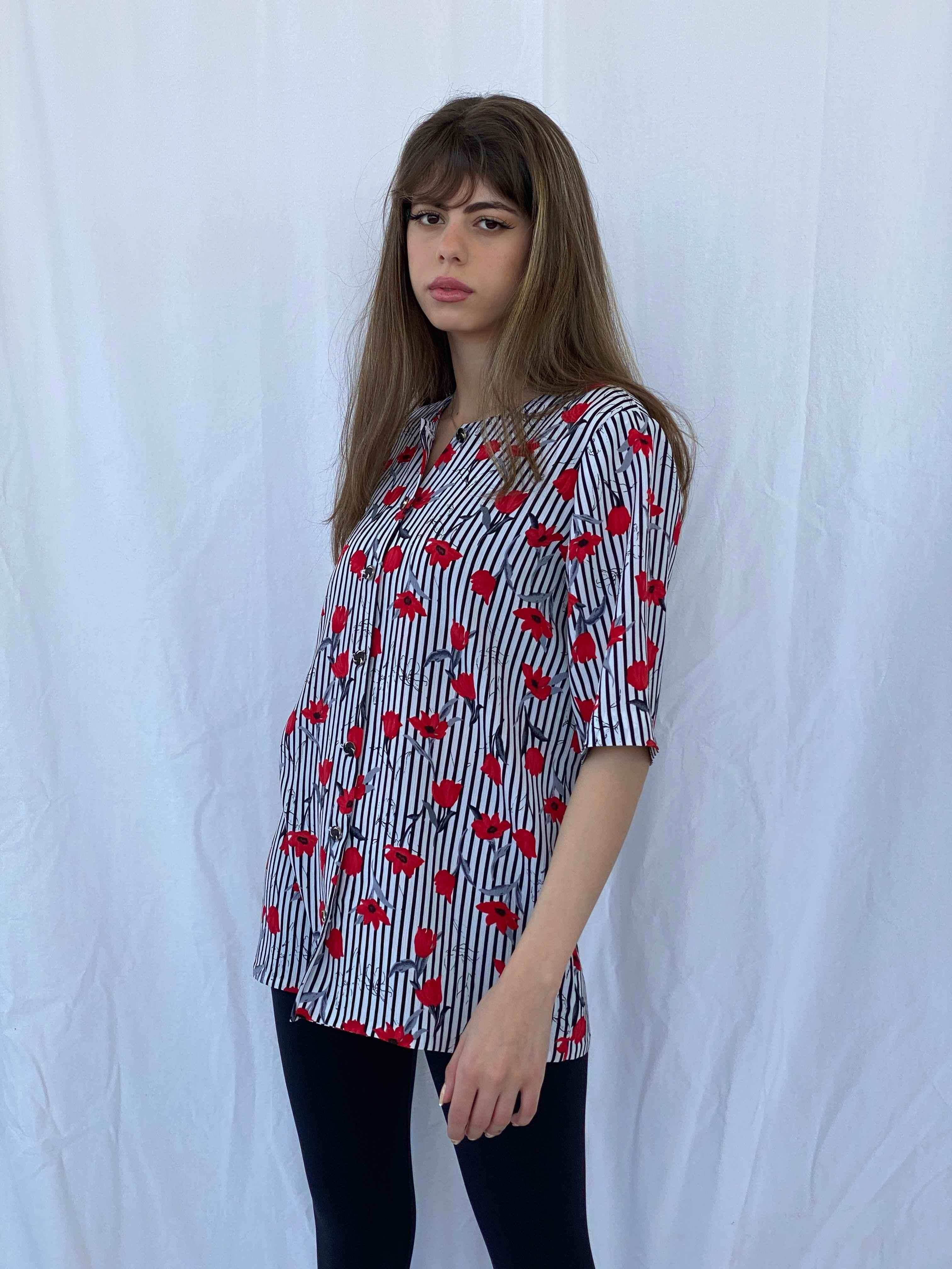 Vintage Handmade Floral Shirt - Balagan Vintage Half Sleeve Shirt floral, floral shirt, Mira