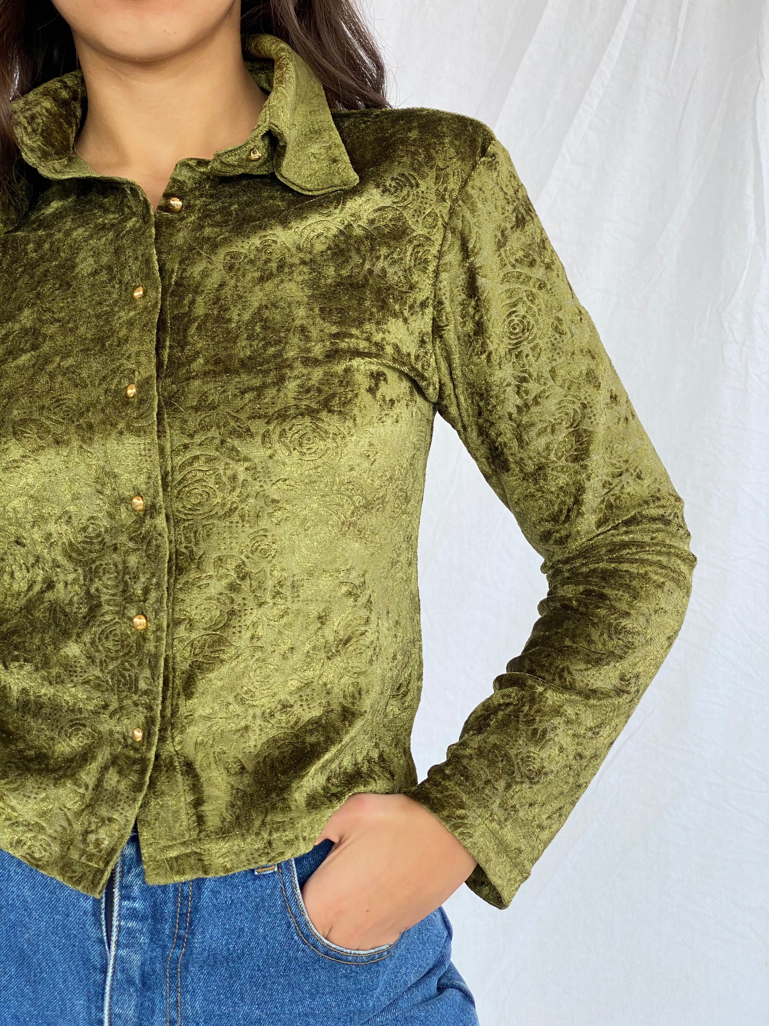 Vintage GREEN& COUNTRY Velvet Shirt - Balagan Vintage Velvet Shirt 90s, formal, full sleeve shirt, outerwear, velvet, vintage