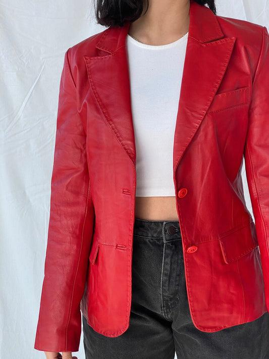 Max Original Leather Blazer - Balagan Vintage Leather Blazer 90s, blazer, genuine leather, genuine leather jacket, leather blazer, vintage
