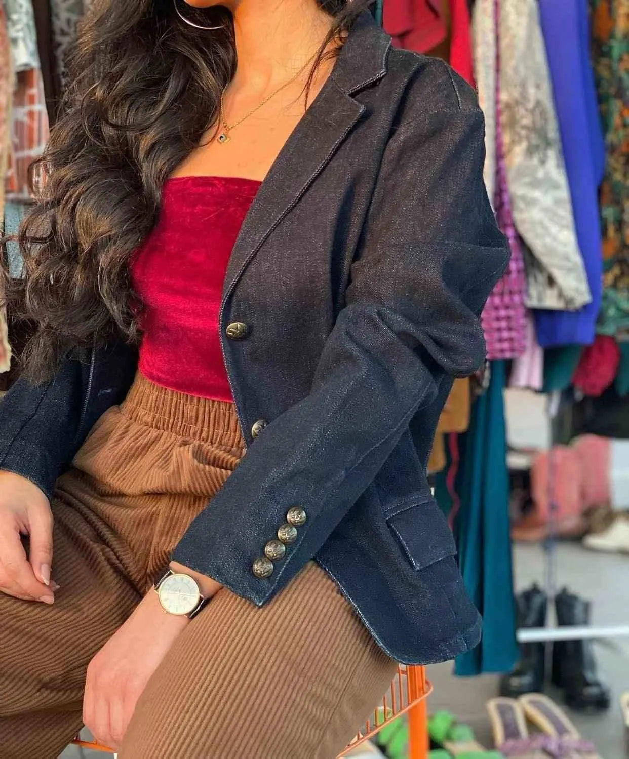 Ralph Lauren Denim Blazer - Balagan Vintage Blazer 00s, 90s, blazer, Deals, denim, outerwear, Ralph Lauren, vintage, vintage blazer, women, Y2K