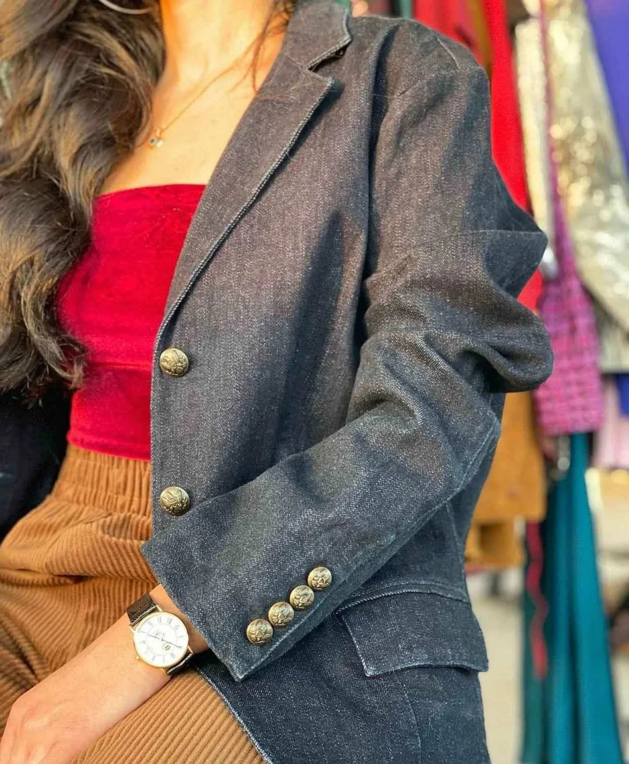 Ralph Lauren Denim Blazer - Balagan Vintage Blazer 00s, 90s, blazer, Deals, denim, outerwear, Ralph Lauren, vintage, vintage blazer, women, Y2K