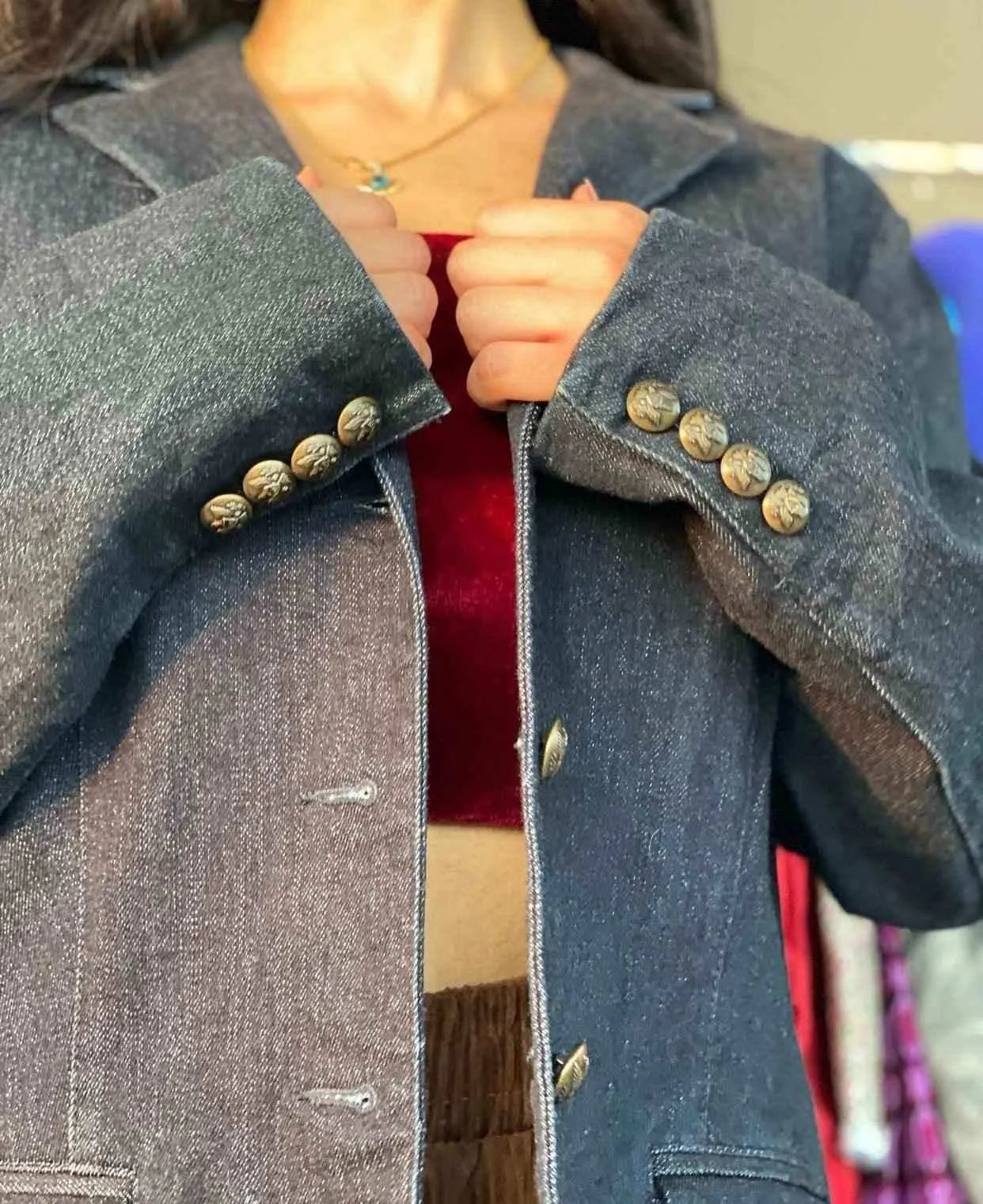 Ralph Lauren Denim Blazer - Balagan Vintage Blazer 00s, 90s, blazer, Deals, denim, outerwear, Ralph Lauren, vintage, vintage blazer, women, Y2K
