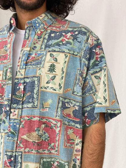 Vintage 00s MELE KALIKIMAKA by Reyn Spooner Hawaiian Shirt - Balagan Vintage Half Sleeve Shirt crazy print, half sleeve shirt, Hawaiian shirt