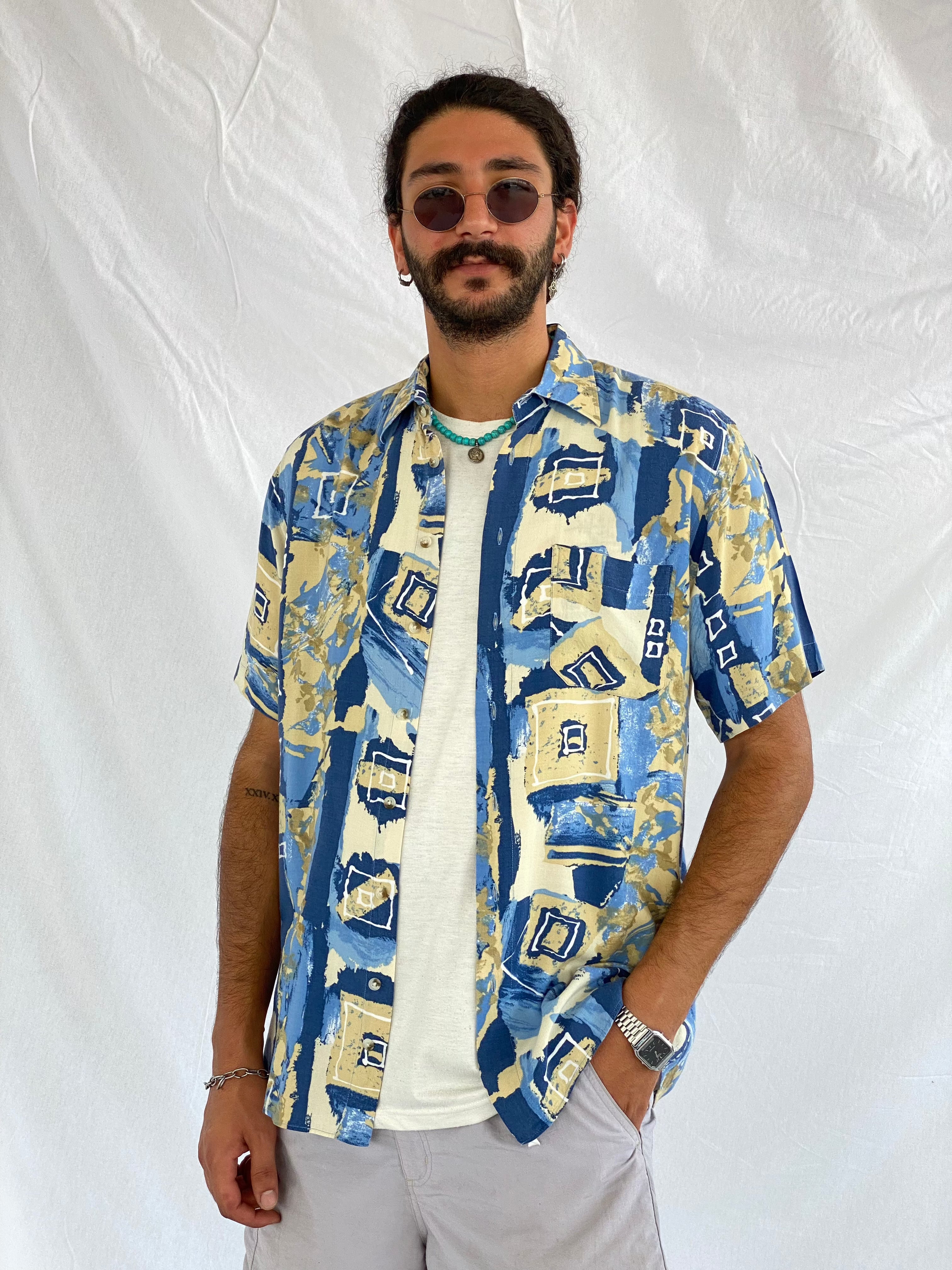 Vintage 90s Club D’amingo Casual Shirt - Balagan Vintage Half Sleeve Shirt 00s, 90s, crazy print, Deals, festival wear, graphic, graphic top, half sleeve shirt, men, mens shirt, outerwear, oversized, printed shirt, shirt, shirts, summer, techno, techno wear, Top, unisex, unisex shirts, vintage, vintage prints, women, women shirt, Y2K