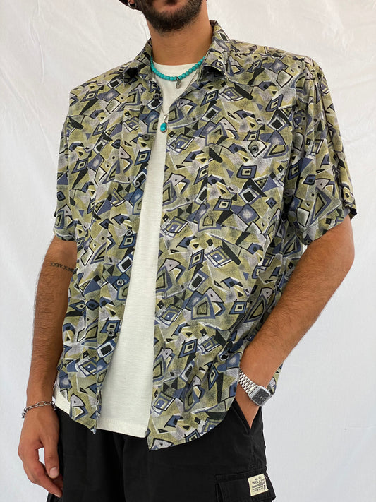 Vintage 90s PORTOFINO Shirt - Balagan Vintage Half Sleeve Shirt 90s, crazy print, festival wear, half sleeve shirt, men, mens shirt, oversized, oversized shirt, printed shirt, prints, retro, shirt, shirts, streetwear, summer, summer prints, techno, techno wear, unisex, unisex shirts, vintage prints