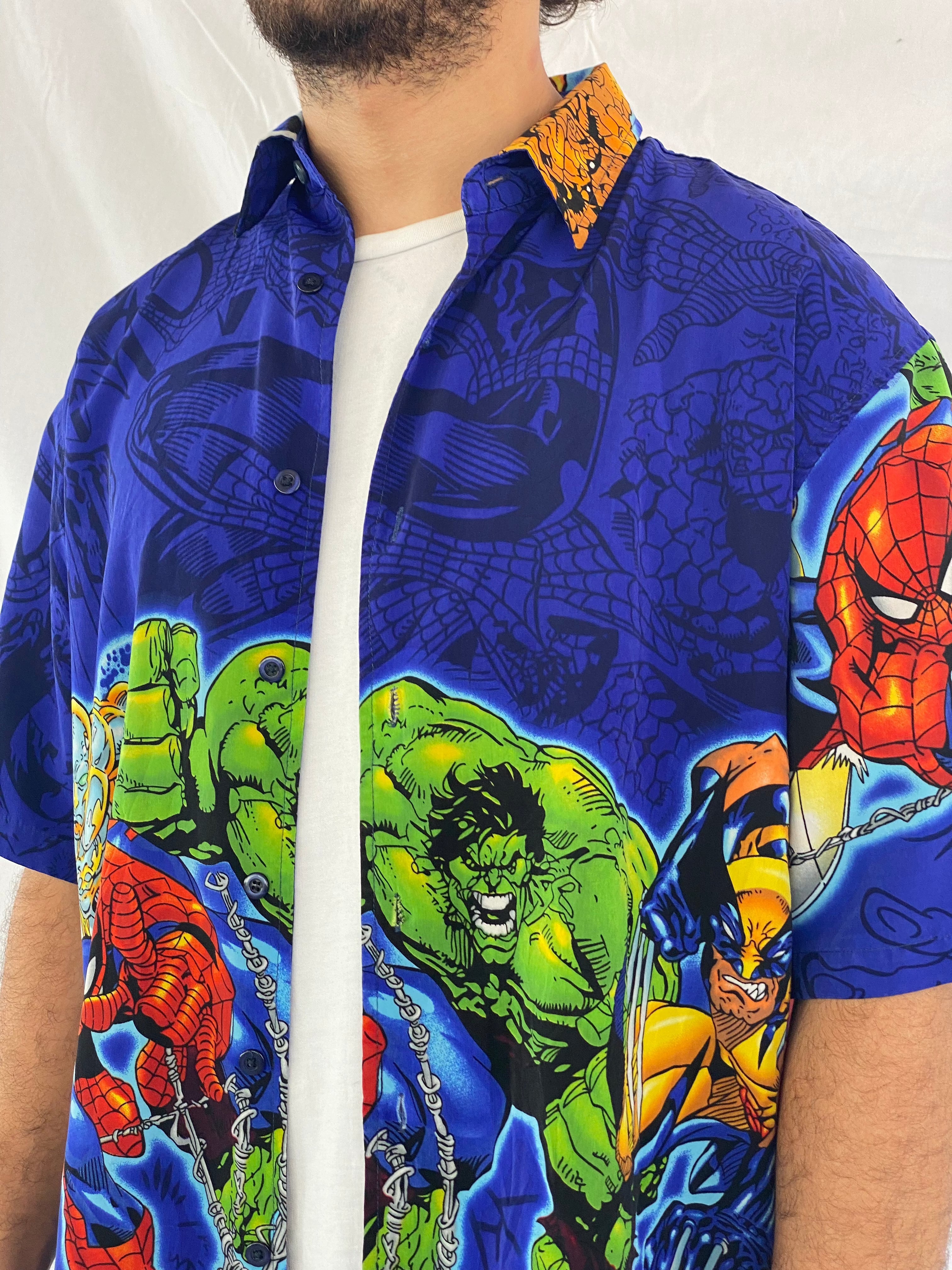 Vintage 90s/00s Marvel Comics Graphic Shirt - Balagan Vintage Half Sleeve Shirt 00s, cotton, Deals, graphic, graphic top, half sleeve shirt, outerwear, oversized shirt, printed shirt, shirts, summer, summer prints, unisex, vintage, vintage prints, Y2K